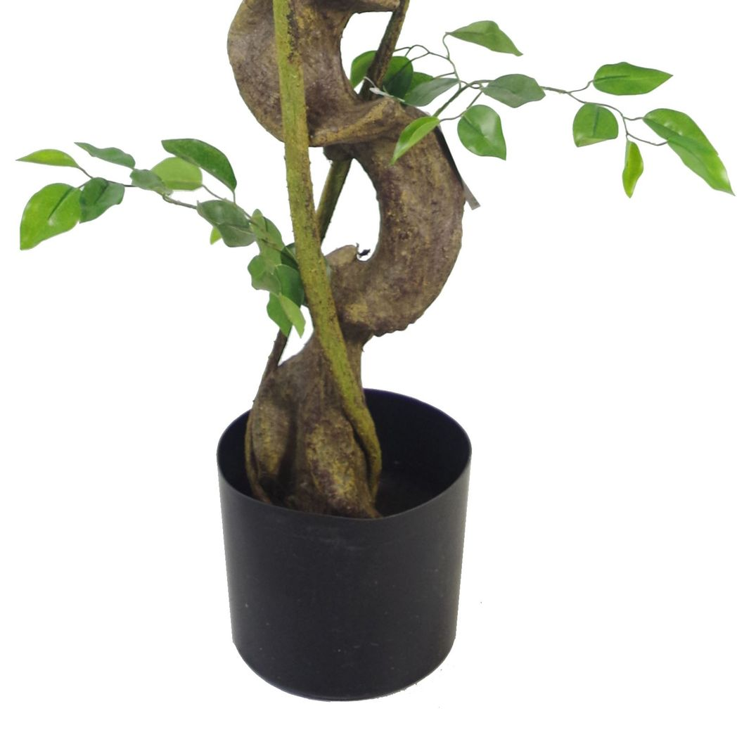 120cm Artificial Twisted Trunk Japanese Fruticosa Style Ficus Tree with Metal Planter
