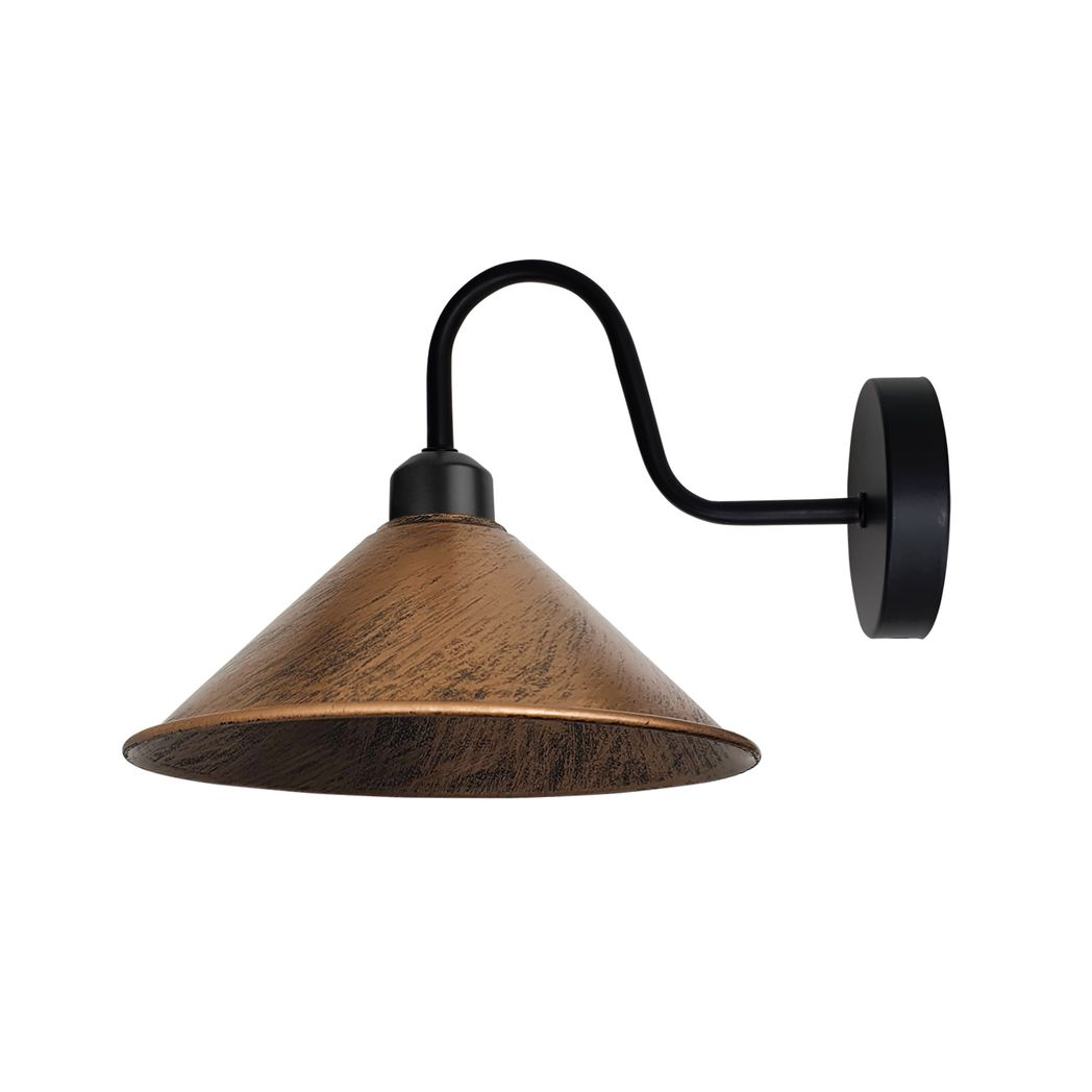 Vintage Metal Cone Wall Sconce, E27 Base, Dimmable Indoor Light