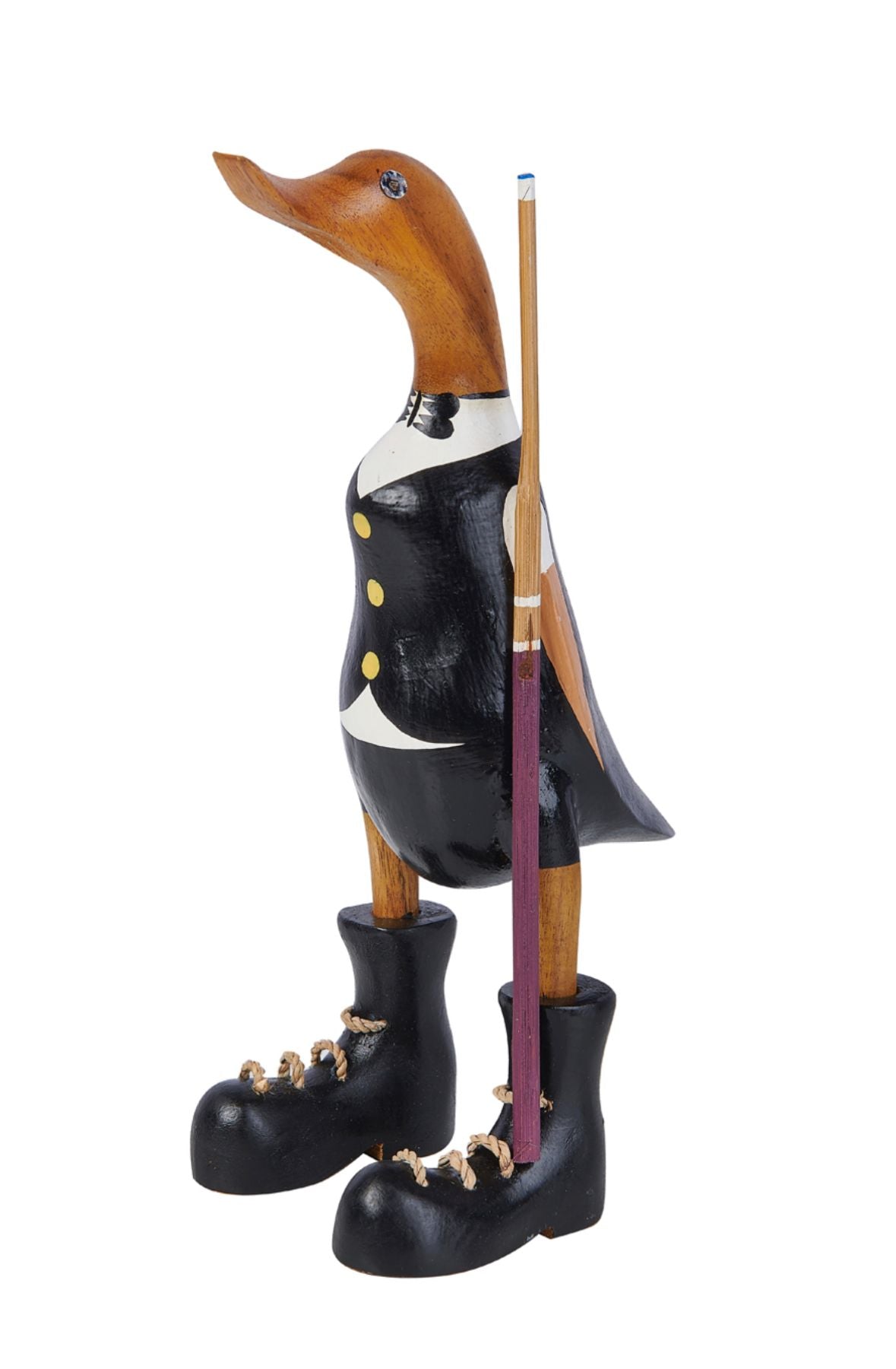 MSL 45cm Hand-Carved Snooker Duck from Giant Bamboo Root, Hand-Painted, Fair Trade
