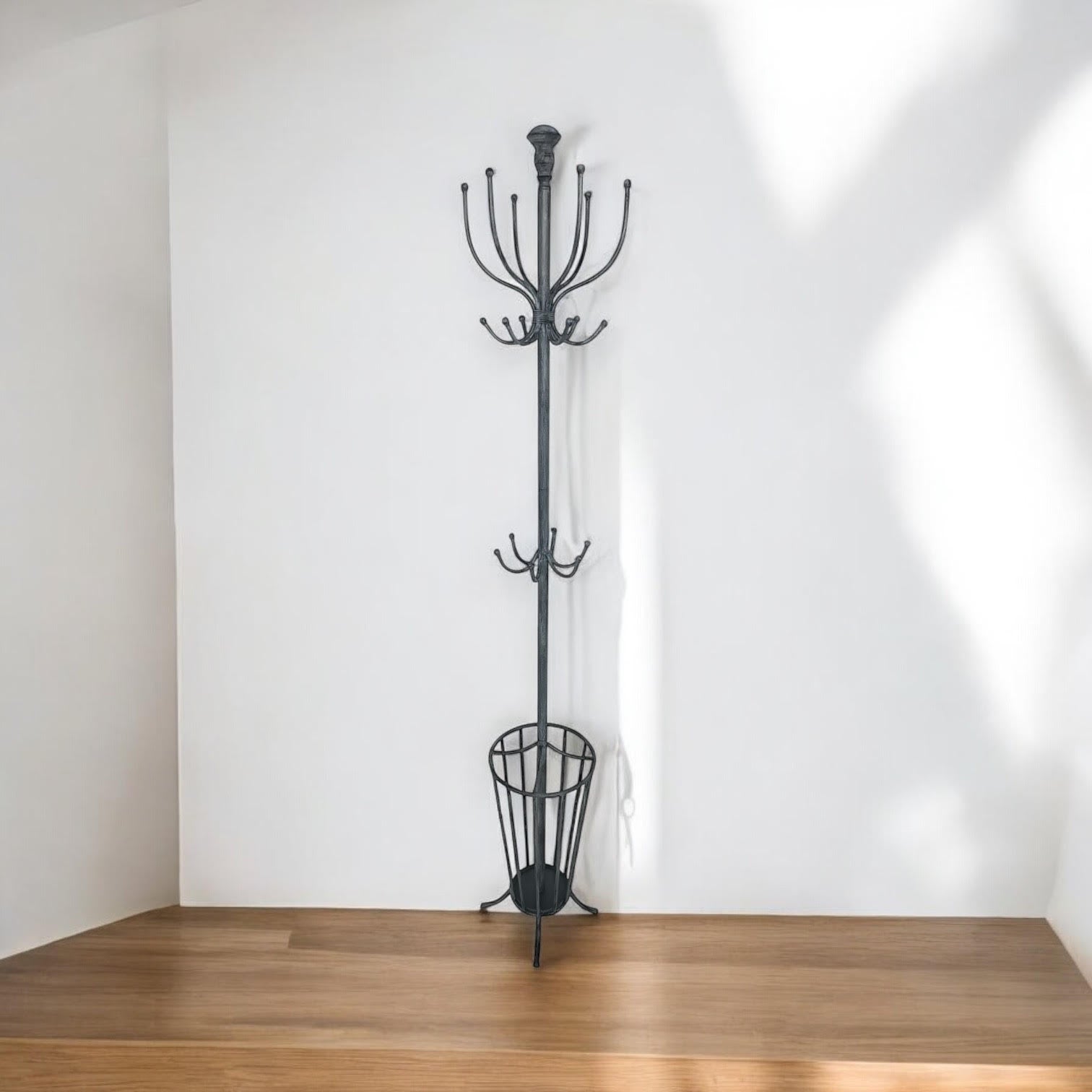 MSL 175cm Grey Metal Coat and Umbrella Stand