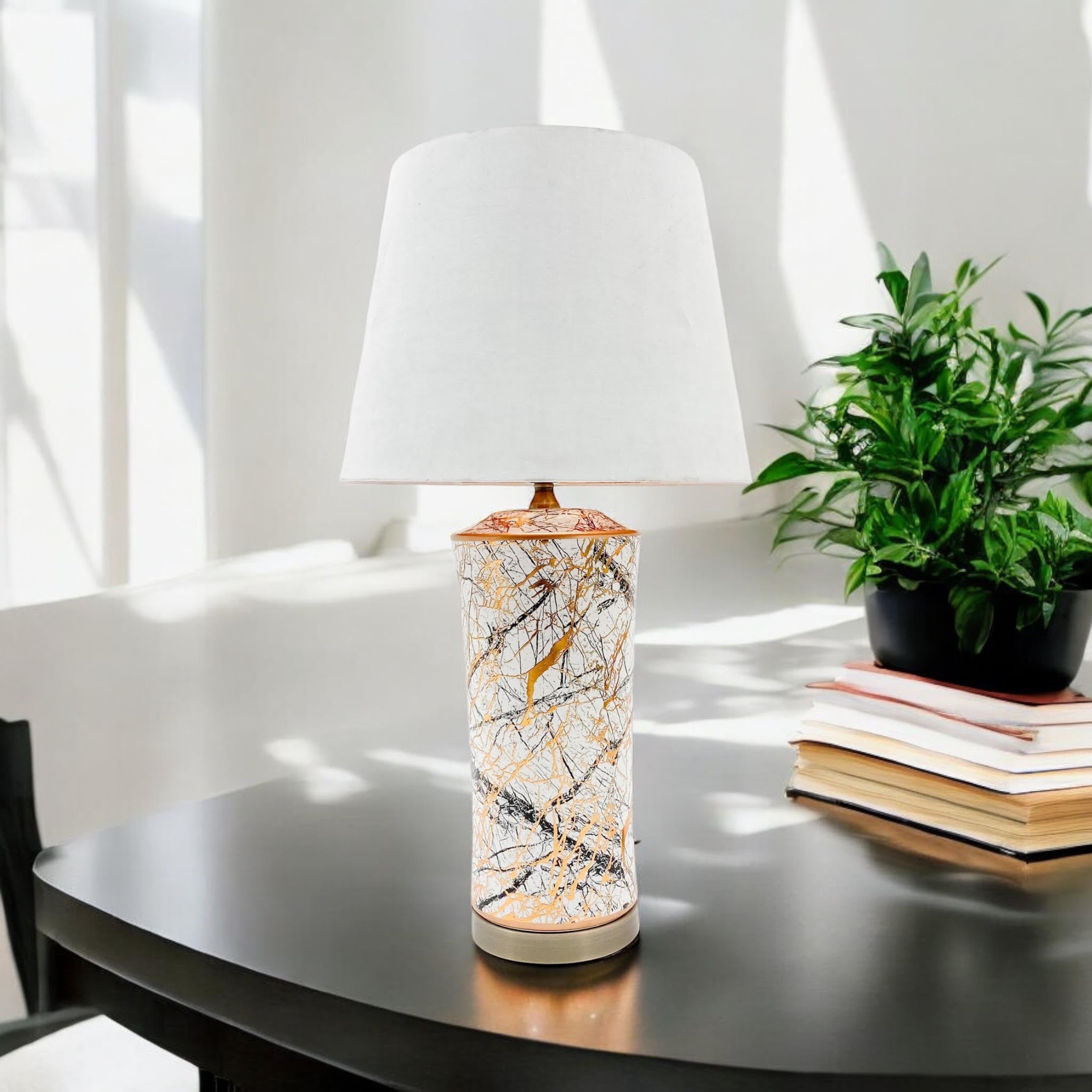 MSL 51cm Traditional Ceramic Table Lamp with Shade and Inline Rocker Switch
