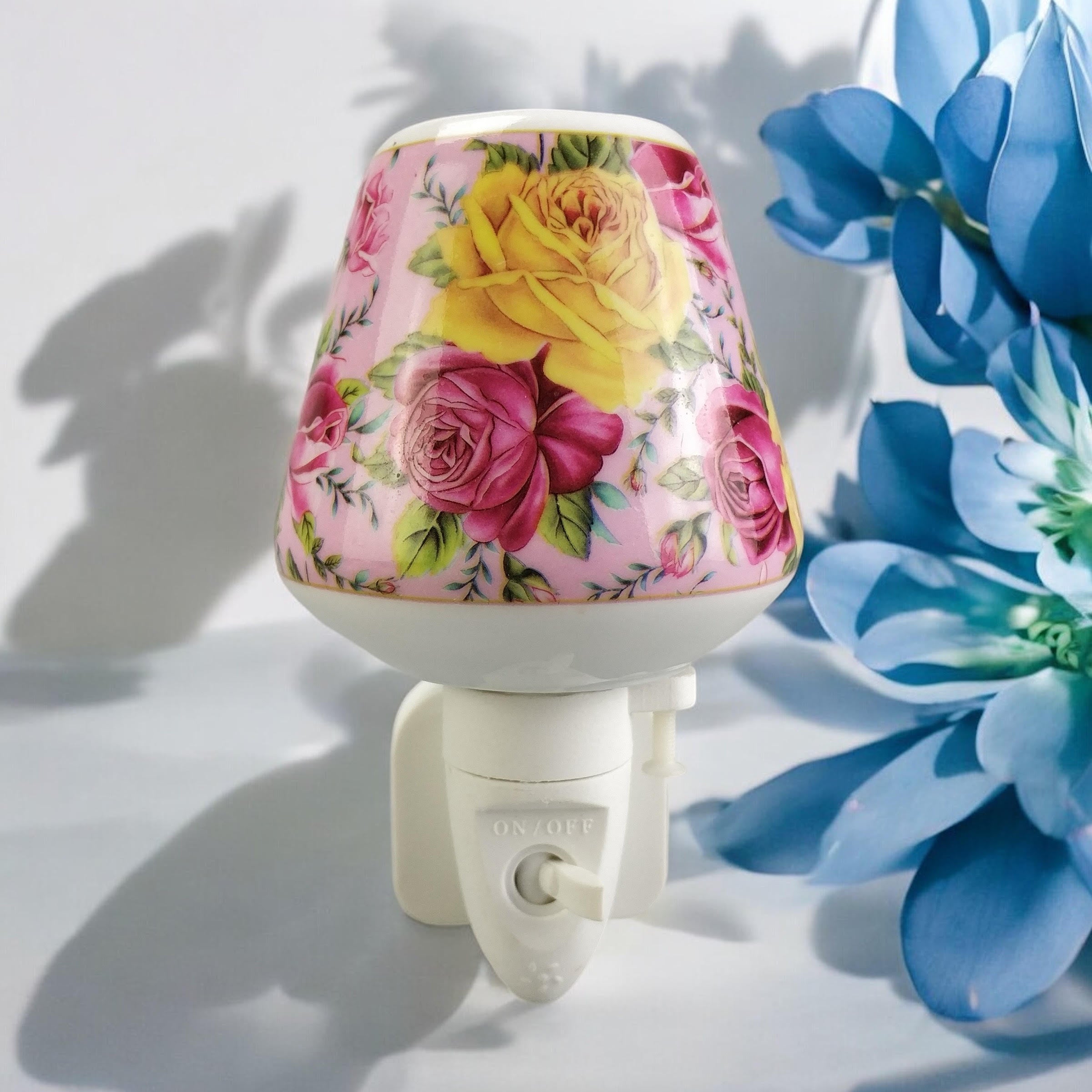 8 Inch Floral LED Nightlight, Yellow and Pink Rose, Multi-Color Decorative Home Light