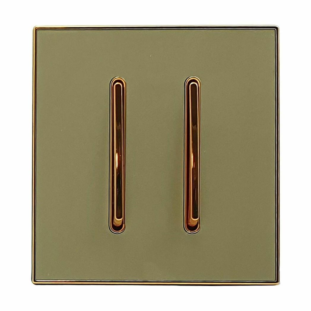 LEDSone industrial vintage Screw less Wall Light Gold Glossy 2 Gang Switch~2635