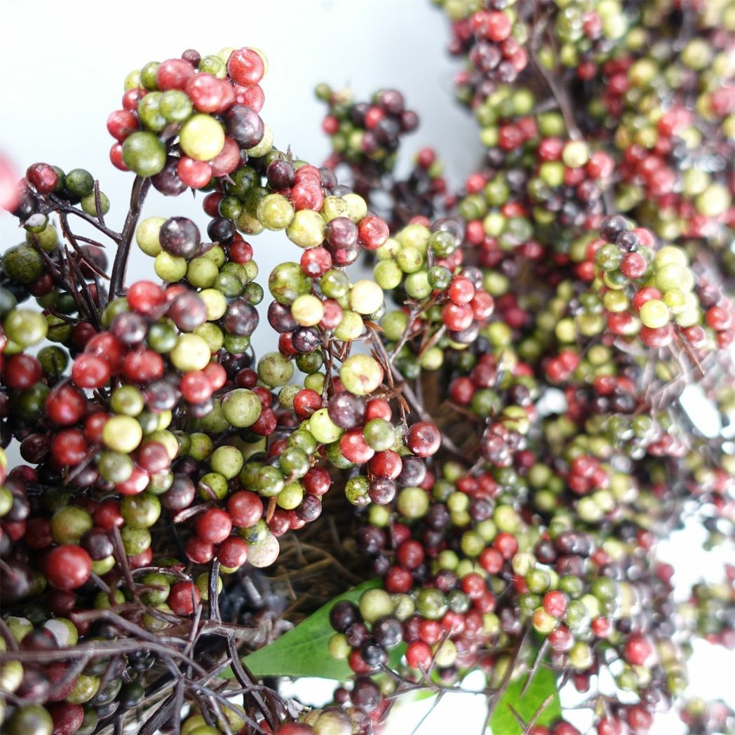 Leaf 55cm Artificial Black and Red Berry Hanging Wreath