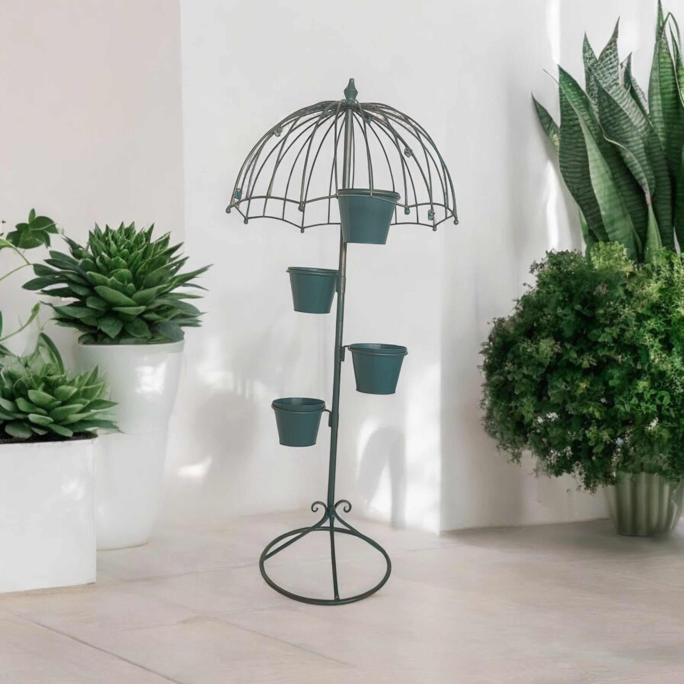 MSL 130cm Blue Metal Garden Planter Quirky Plant Pot