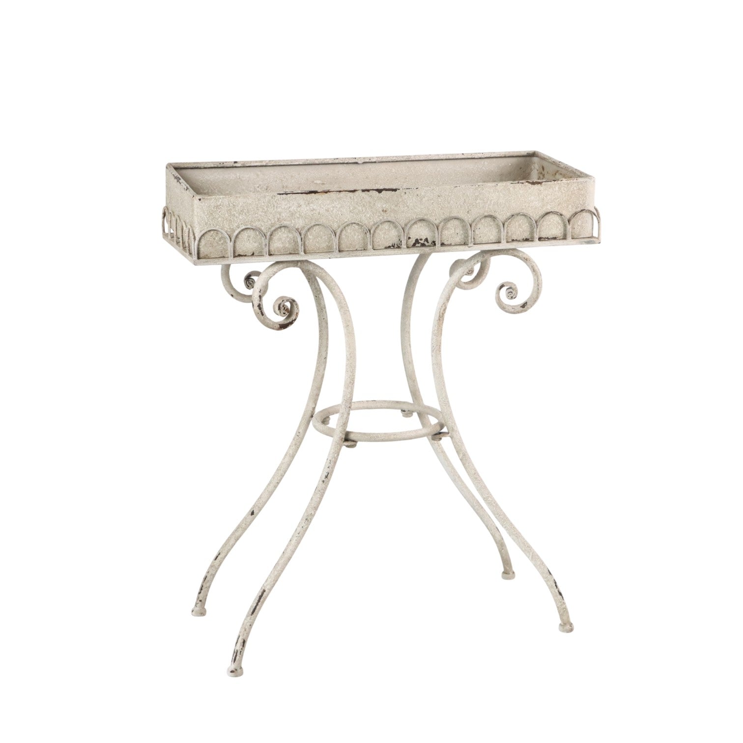 65cm Cream Metal Decorative Table Planter Stand for Home and Garden