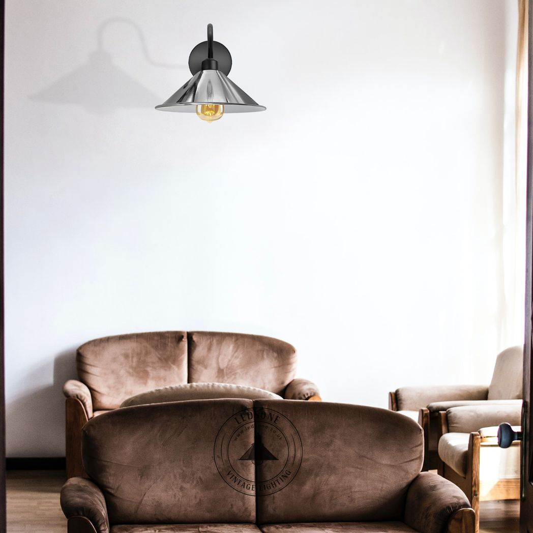 Vintage Cone Wall Sconce, E27 Base, Dimmable Indoor Light
