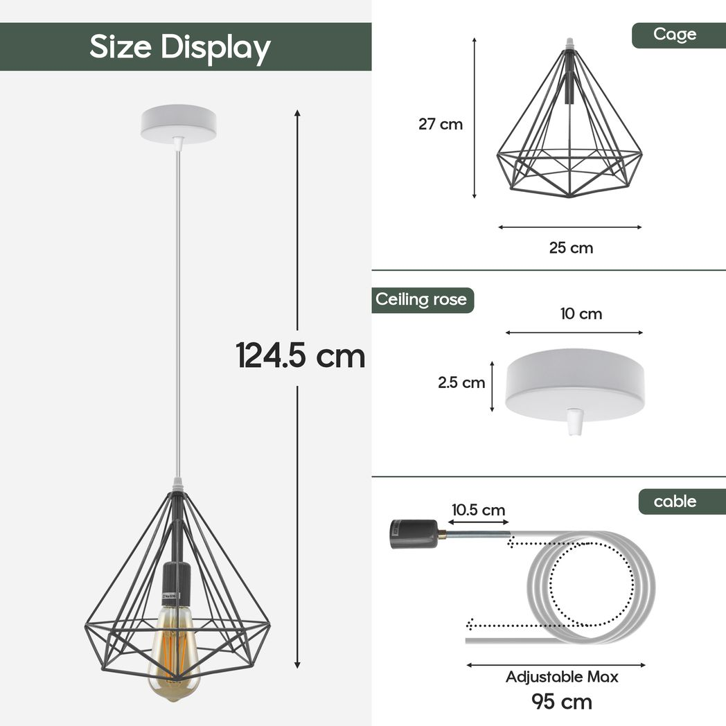Single Red Vintage Industrial E27 Ceiling Hanging Light Cage Shade Loft Style Metal Ceiling Pendant Lamp