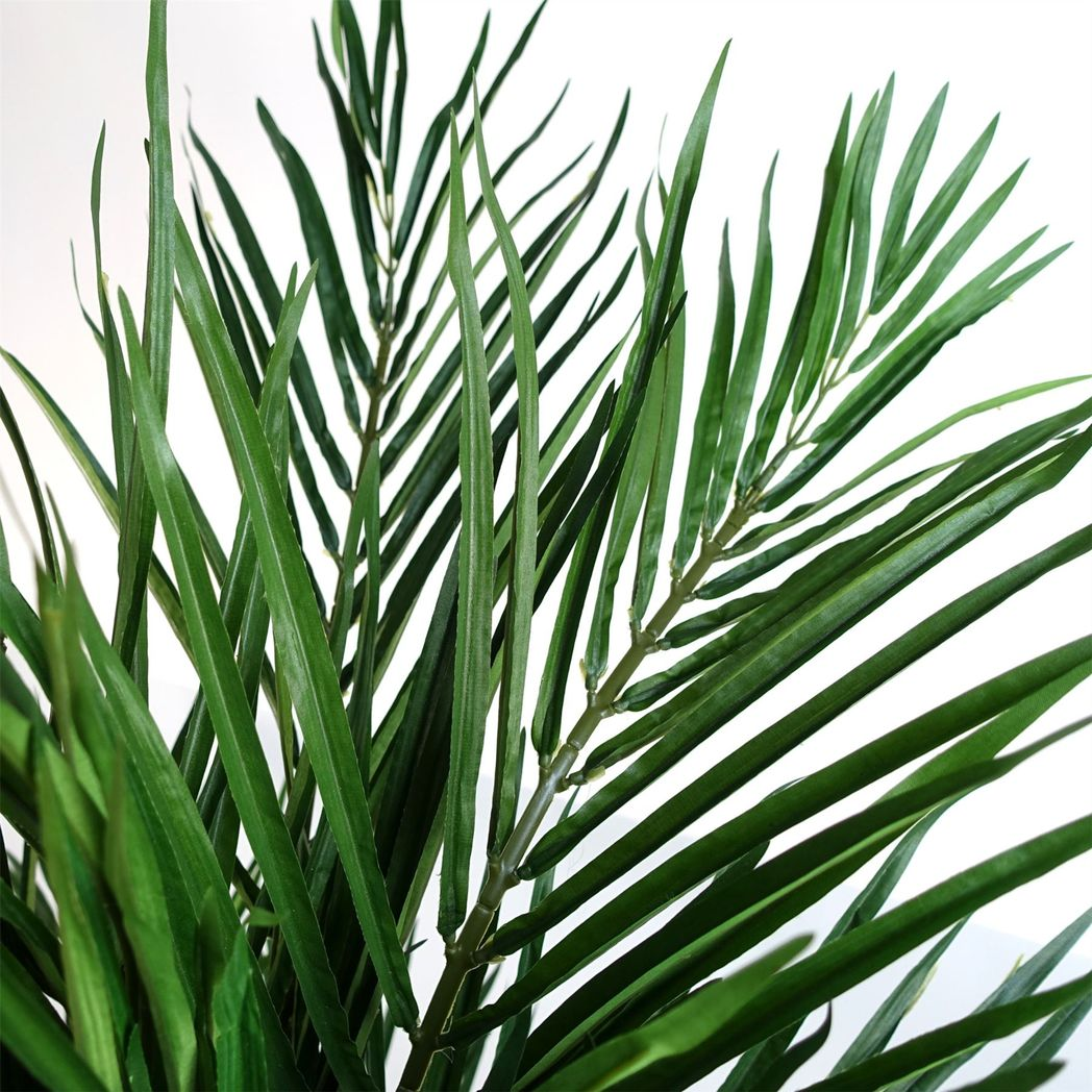 Leaf 130cm Artificial Areca Palm Tree with Silk Leaves, Wired Branches and Weighted Black Pot