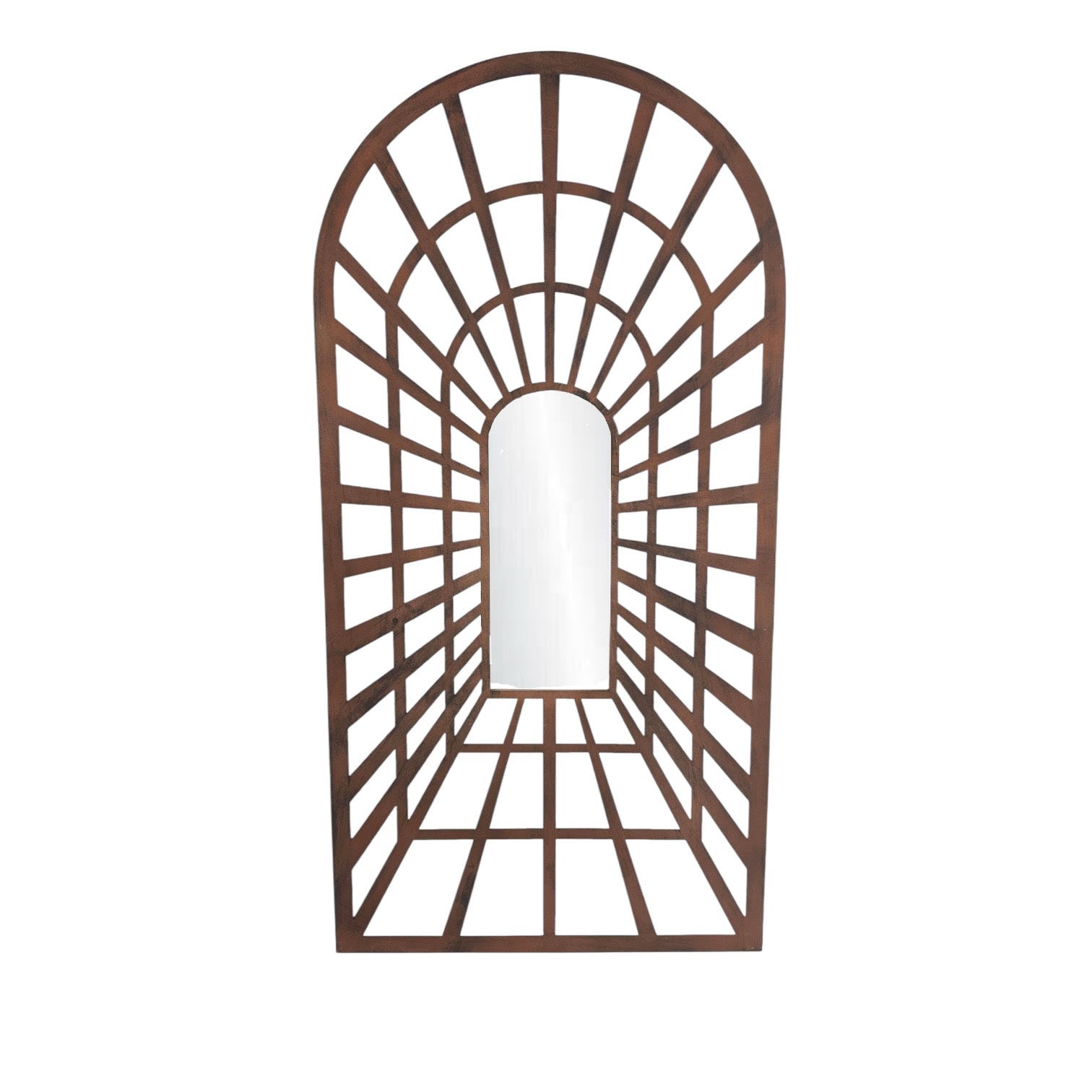120cm Metal Window Wall Mirror, Indoor/Outdoor Decorative Garden Mirror with Hanging Hook