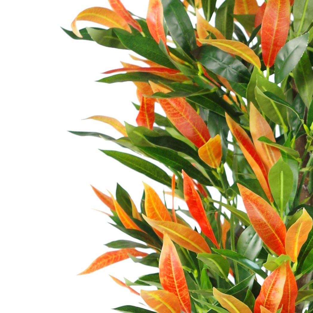 Leaf 130cm Artificial Red and Green Ficus Tree in Black Pot with Moss Base