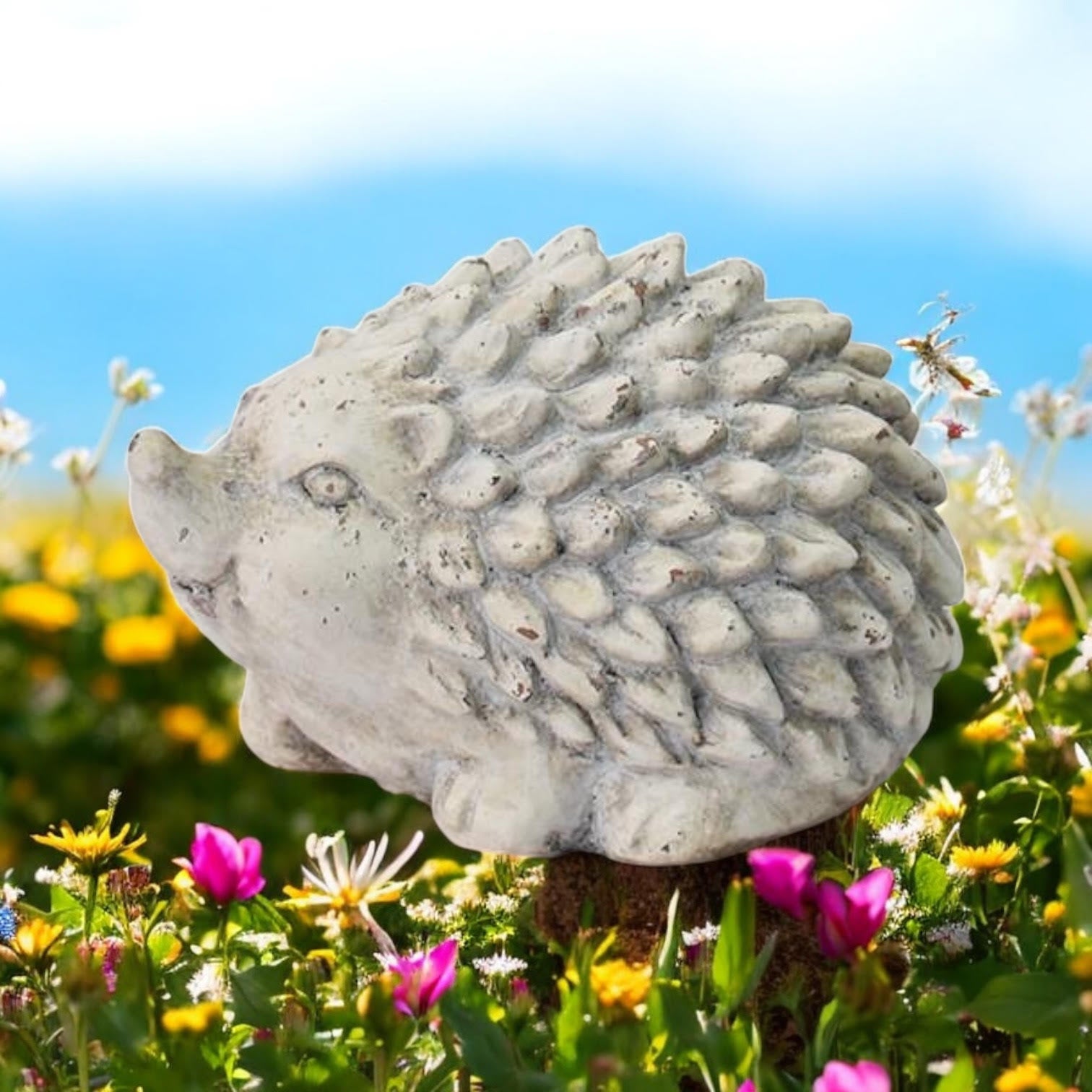 MSL 21cm Cream Cement Hedgehog Garden Ornament