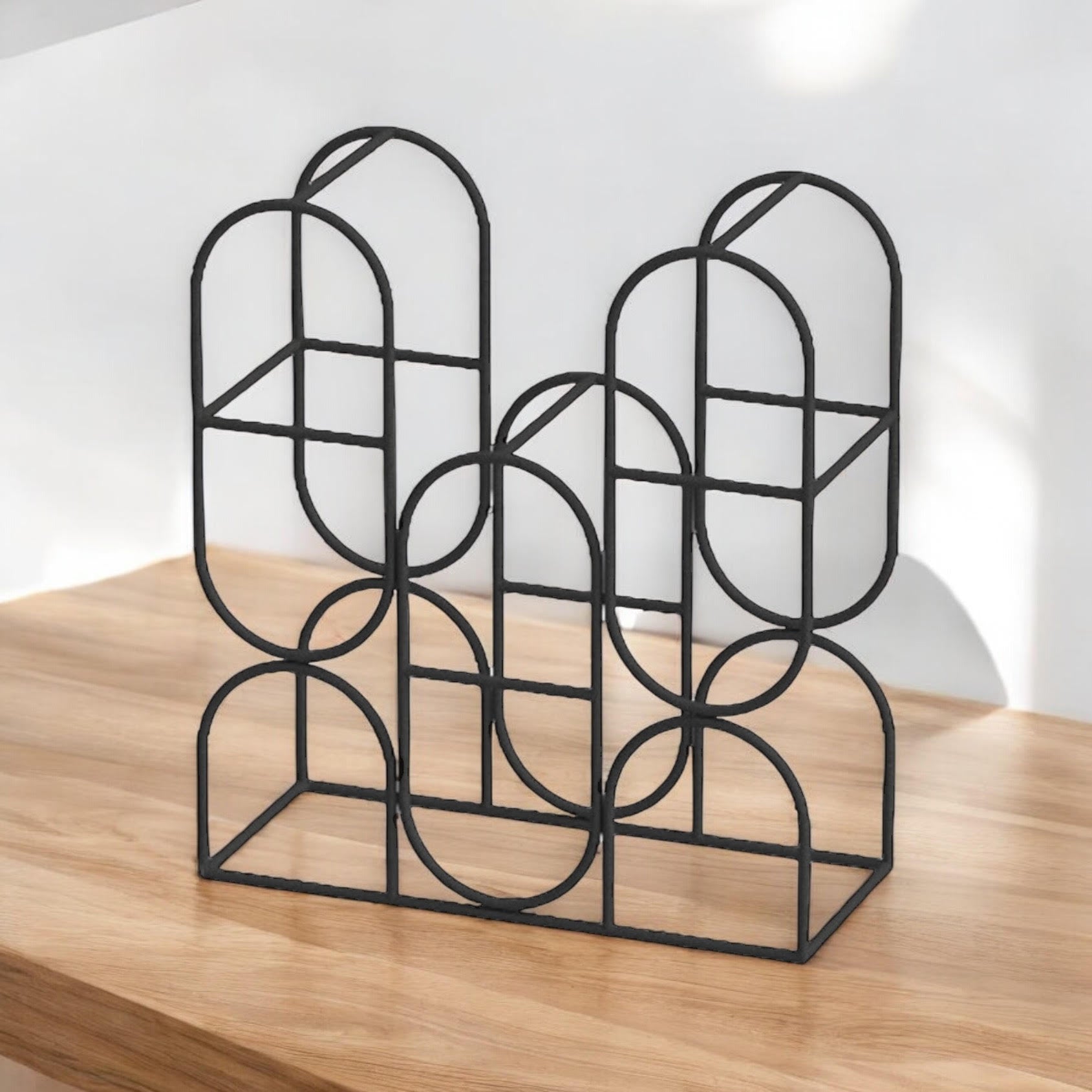 MSL 14 Inch Black Cast Iron Effect 8 Bottle Wine Rack
