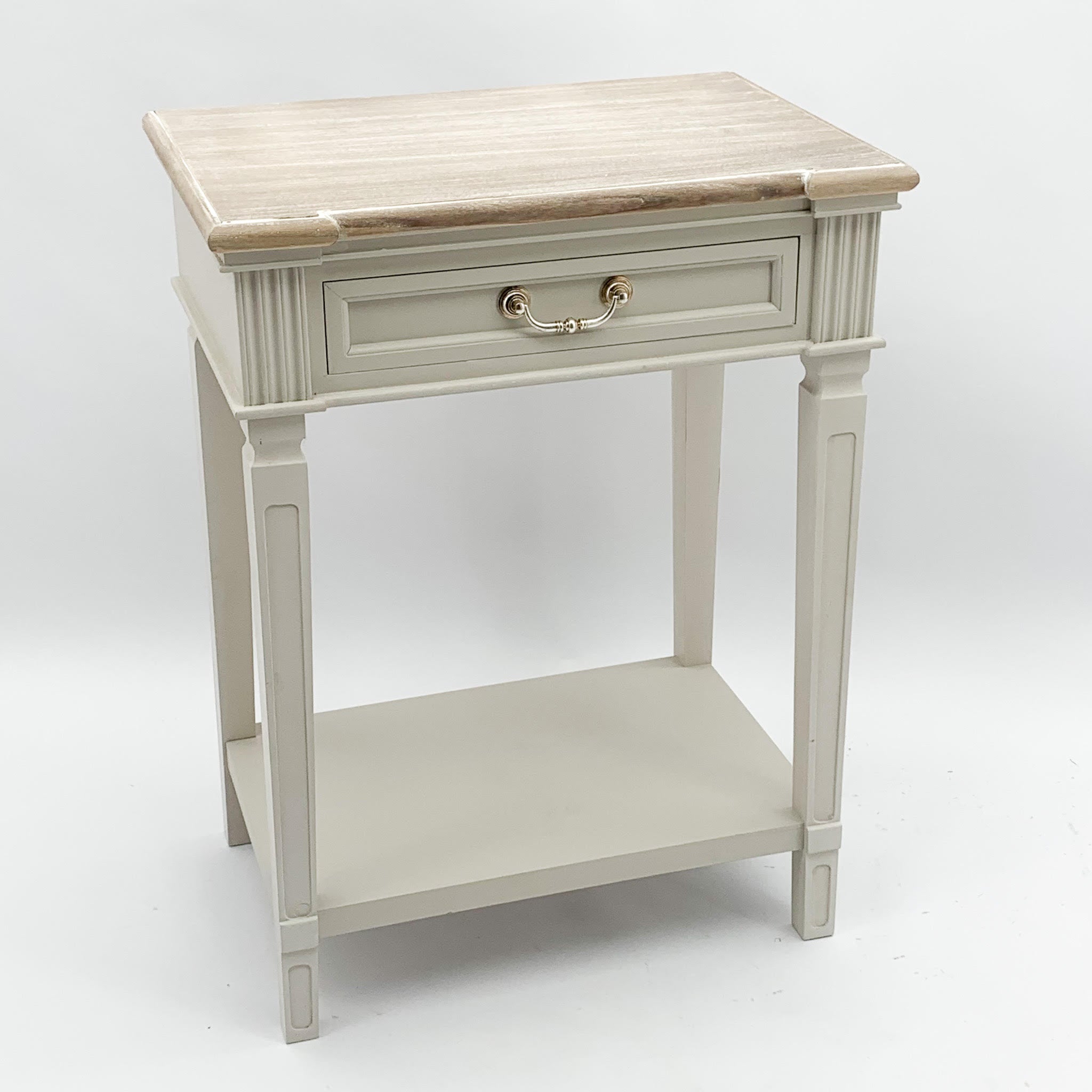 MSL 78cm Wooden 1 Drawer Side Table, Hand Finished, Wooden Top
