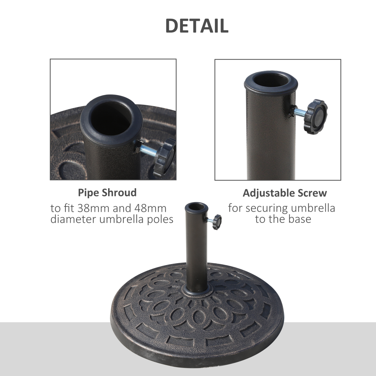 Outsunny 14kg Round Bronze Patio Umbrella Stand