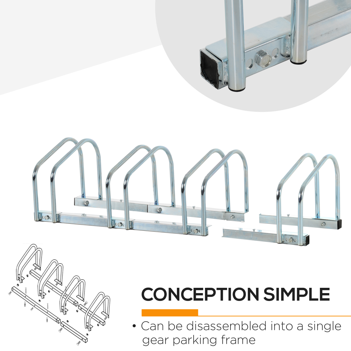 4 Bike Parking Rack Locking Storage Stand, Floor or Wall Mount, Solid Steel, Detachable, Unbranded