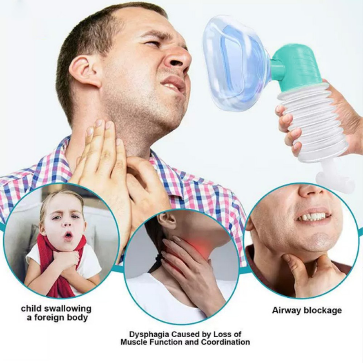 Manual Airway Obstruction First Aid Device - Emergency Choking Rescue Suction Tool for Adults & Kids