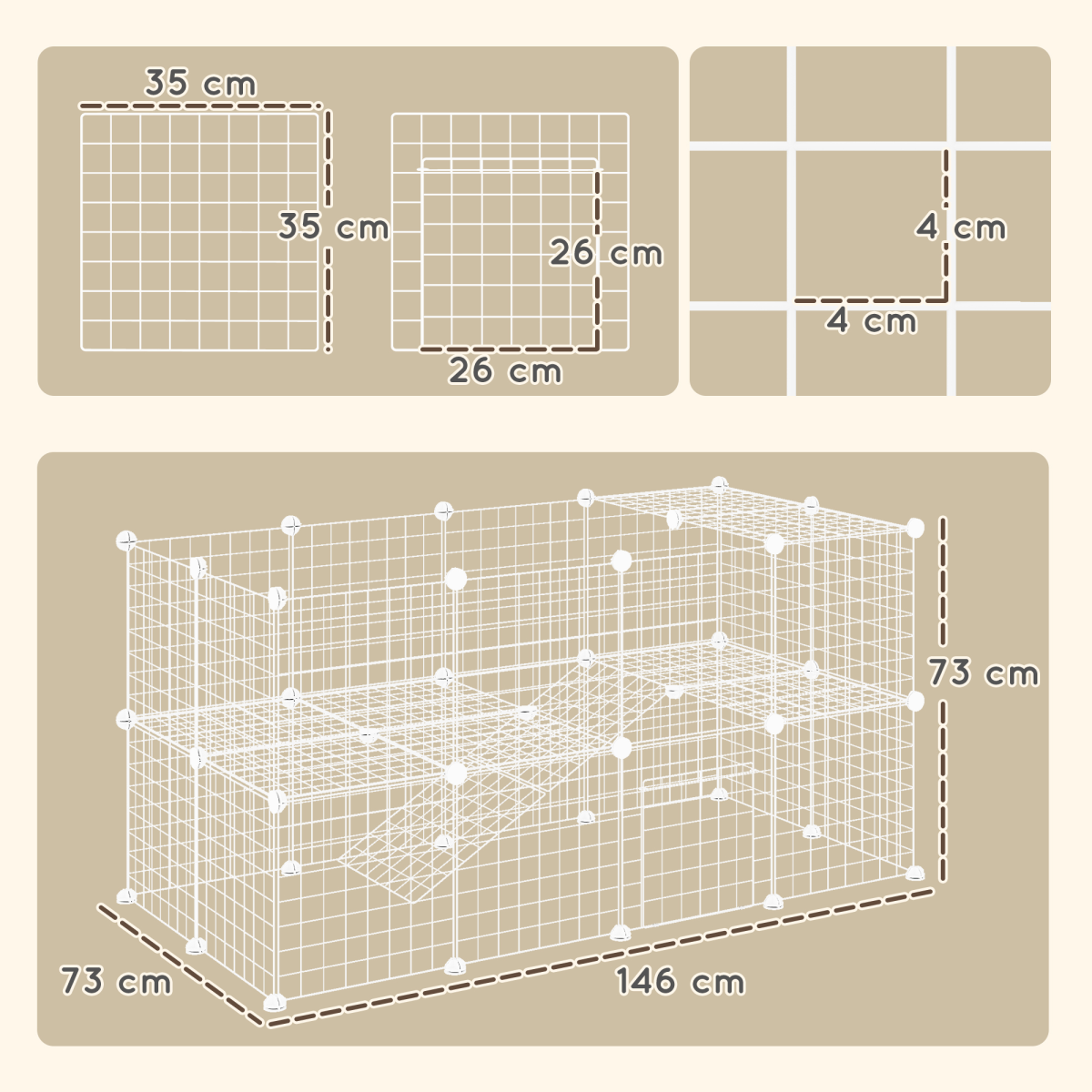 PawHut 36-Panel DIY Small Pet Playpen with Door, White