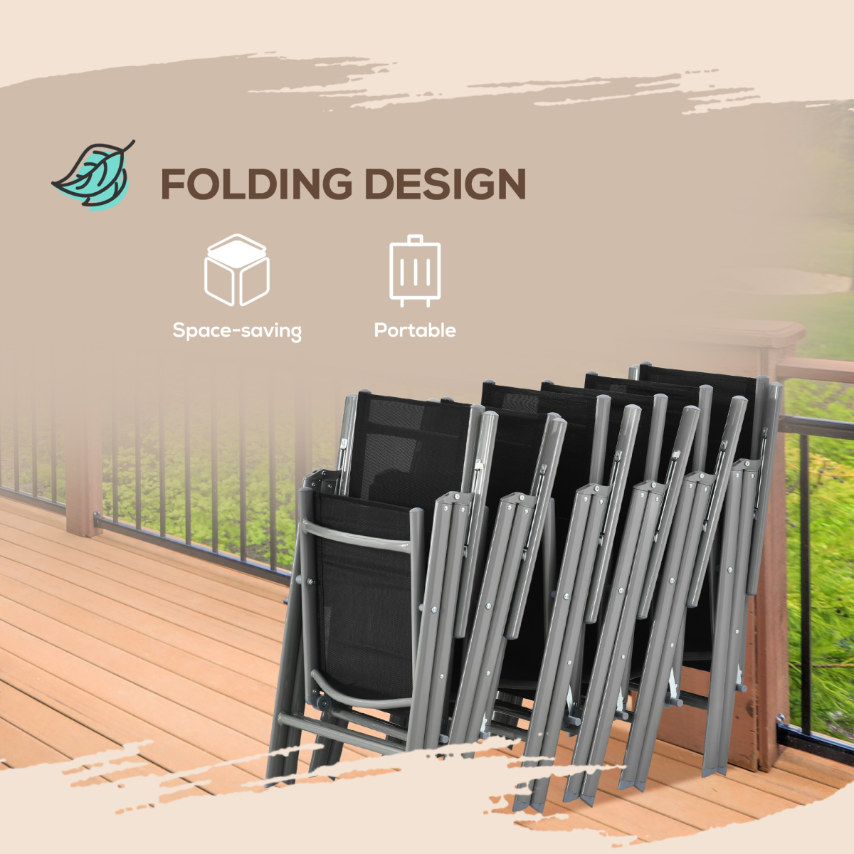 Outsunny 7-Piece Aluminium Patio Dining Set with Folding Chairs