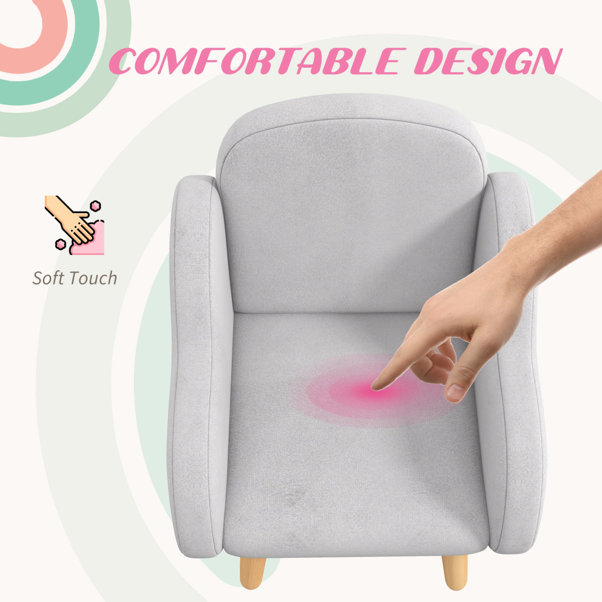 ZONEKIZ Cloud-Shaped Toddler Armchair, Grey Kids Mini Chair