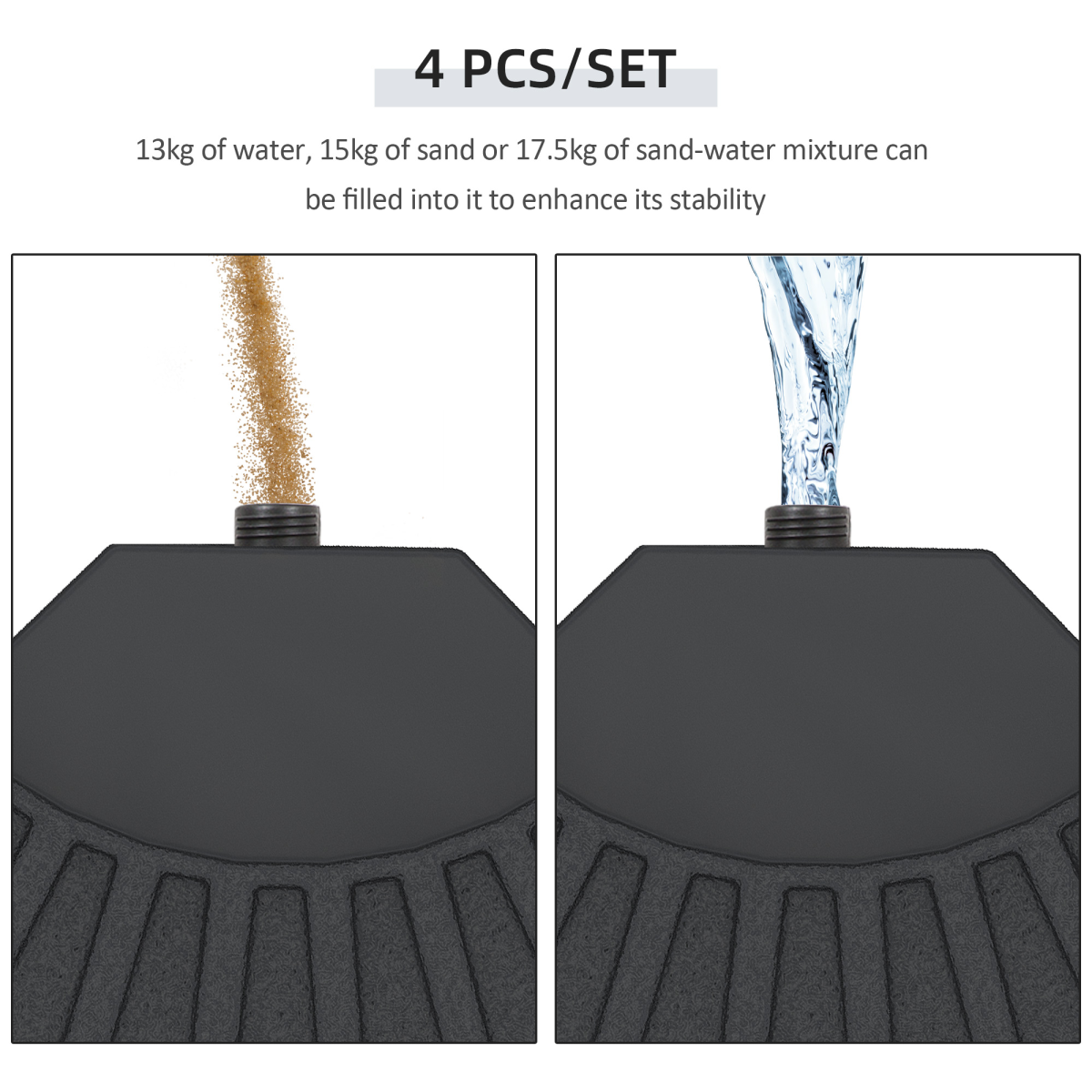 Outsunny 4-Piece Fillable Umbrella Weight Base for Cross Bases