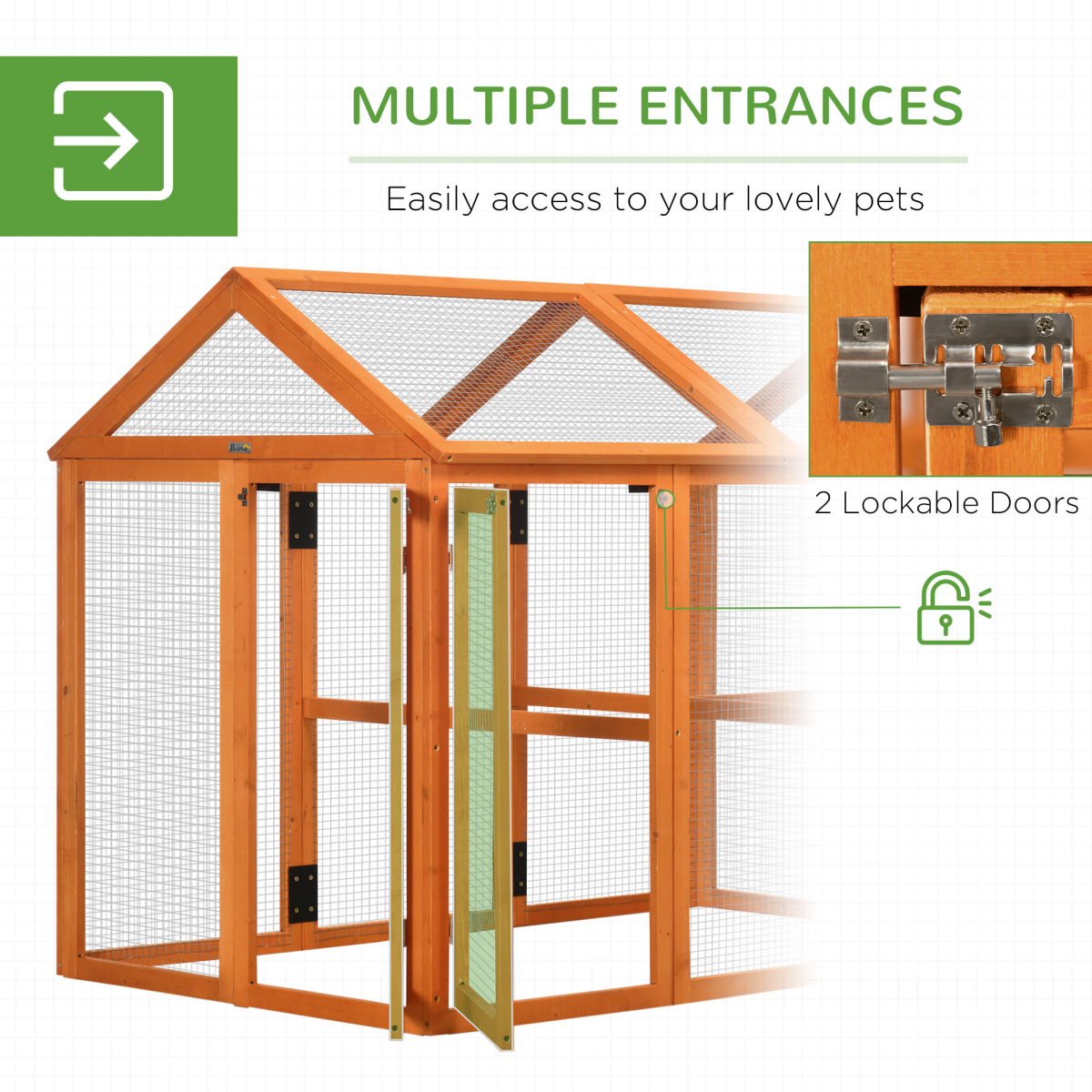 PawHut Wooden Chicken Run with Combinable Design, 3-6 Chickens