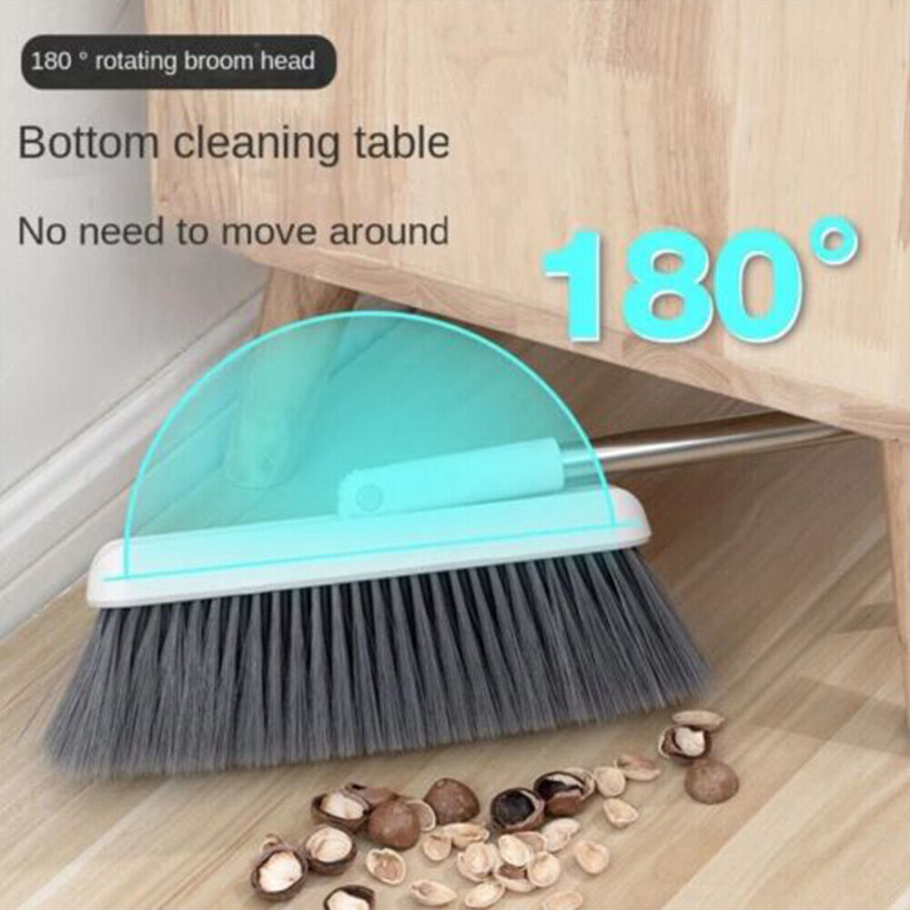 Long Handled Dustpan and Brush Set Strong Metal Handle Dust Pan & Broom Sweeper