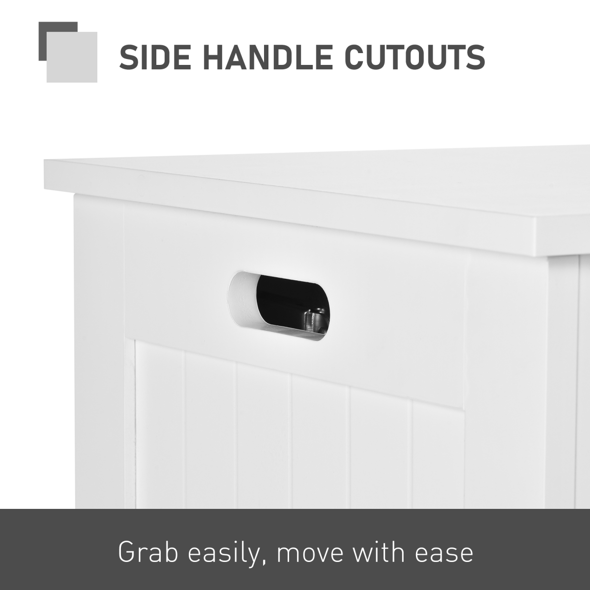 HOMCOM Large White Storage Box Toy Chest with Lid and Safety Hinges