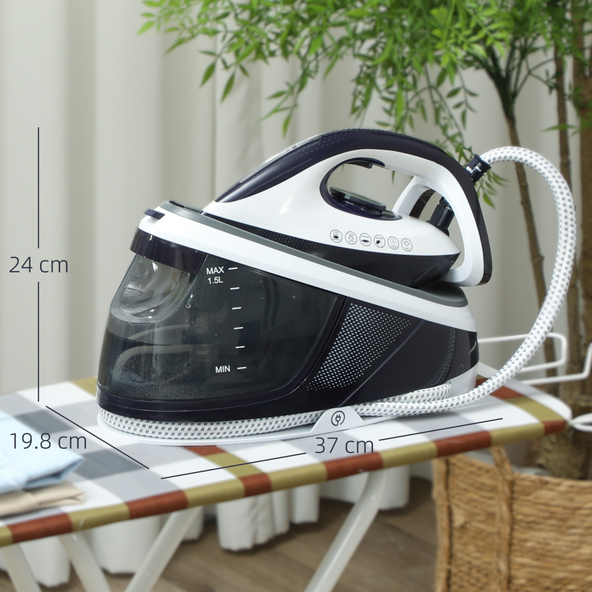 HOMCOM Steam Generator Iron, 1.5L Tank, Eco Mode, Self-Cleaning