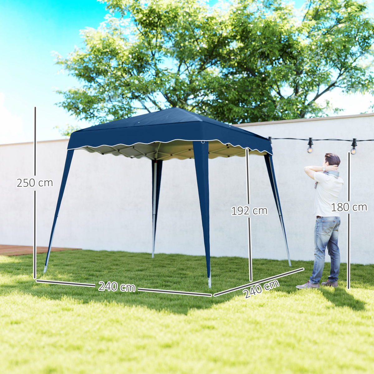Outsunny 2.5m x 2.5m Pop Up Gazebo Tent, Water-Resistant, Blue
