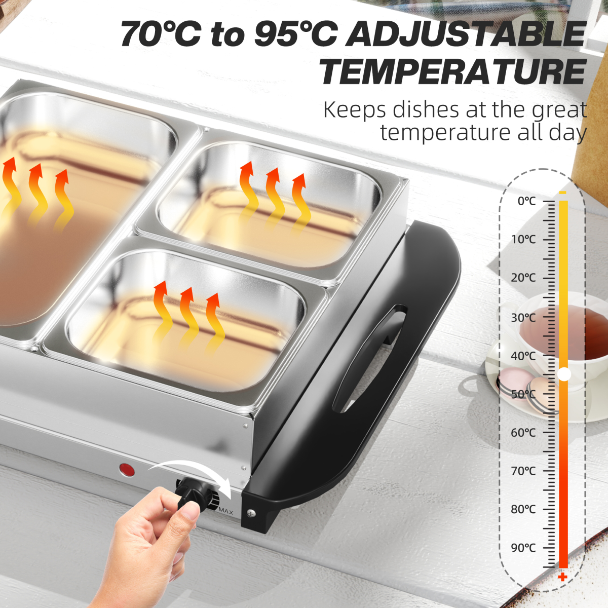 HOMCOM 6L Electric Buffet Server Food Warmer with Cool-Touch Handles