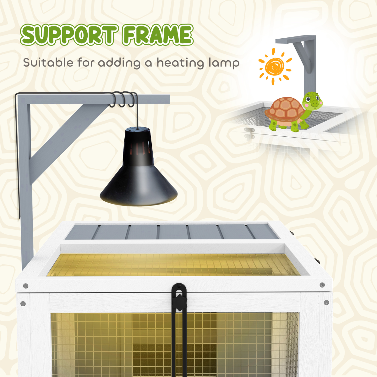 PawHut Tortoise Enclosure with Run, Hideaway, Lamp Holder, Trays