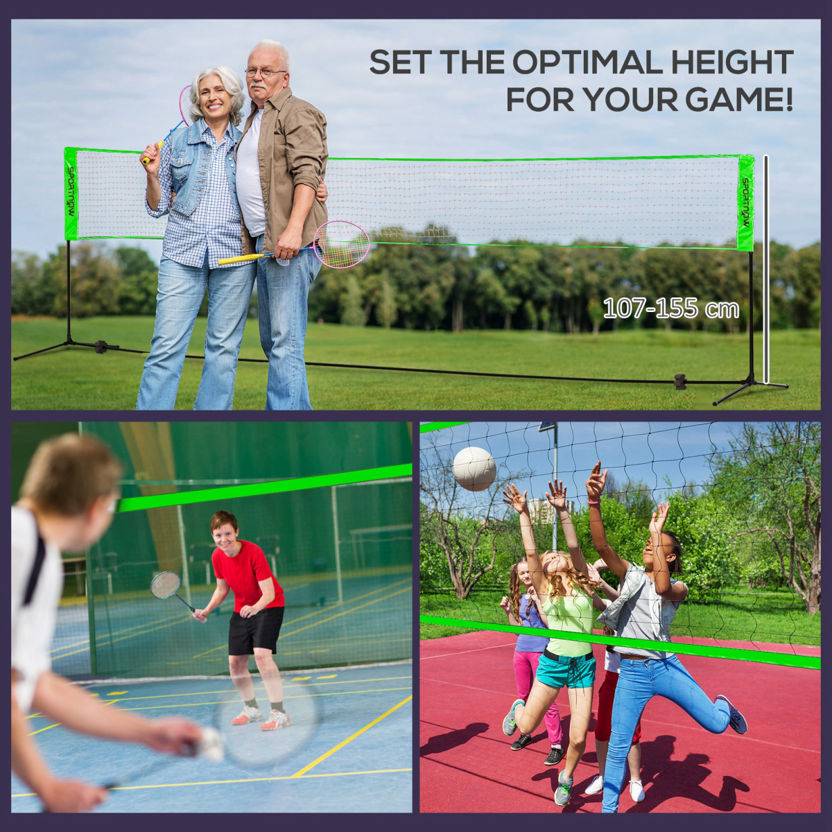 SPORTNOW Adjustable Badminton, Pickleball & Volleyball Net Set