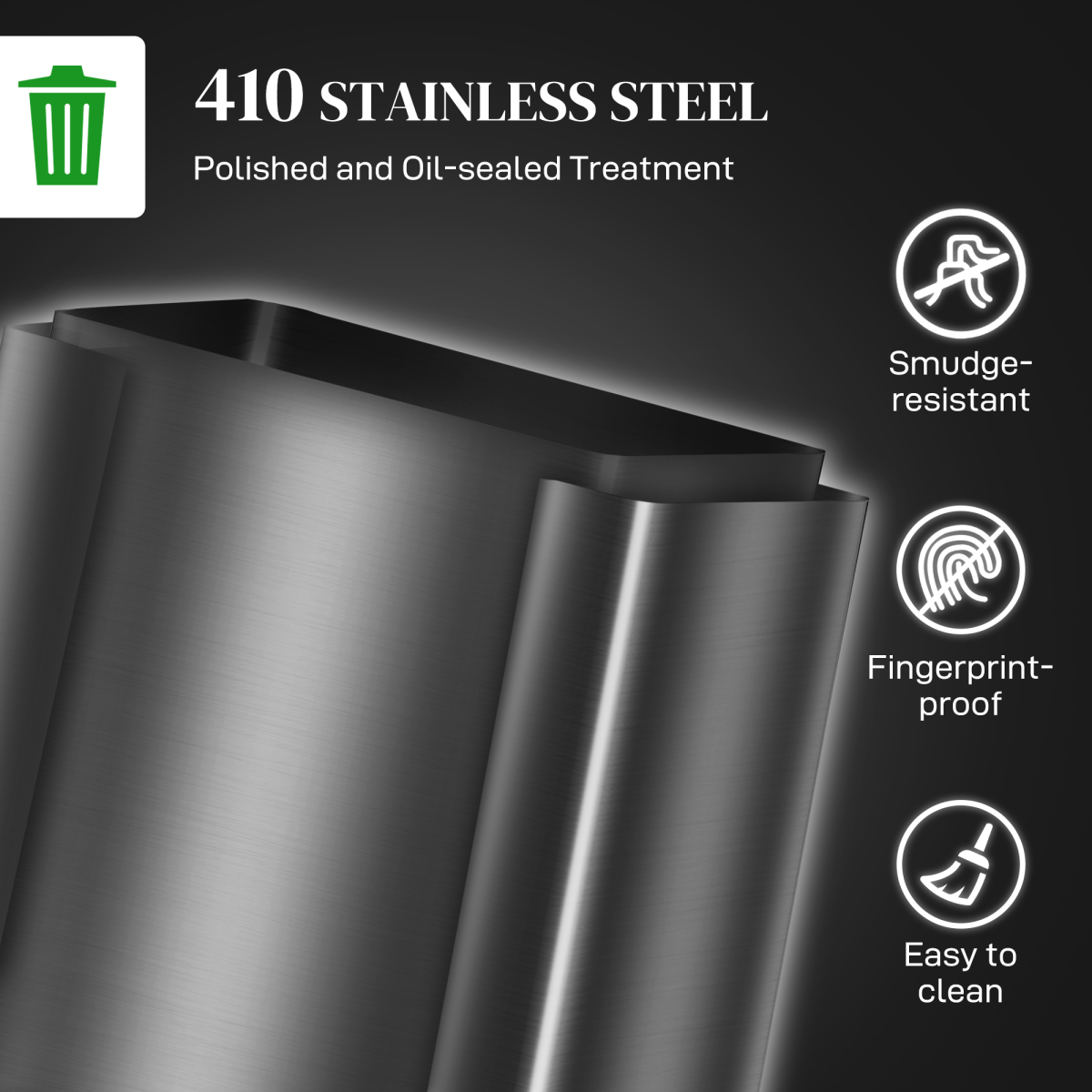 HOMCOM Dual Bin Pedal Bin, 2 x 30L Stainless Steel, Black