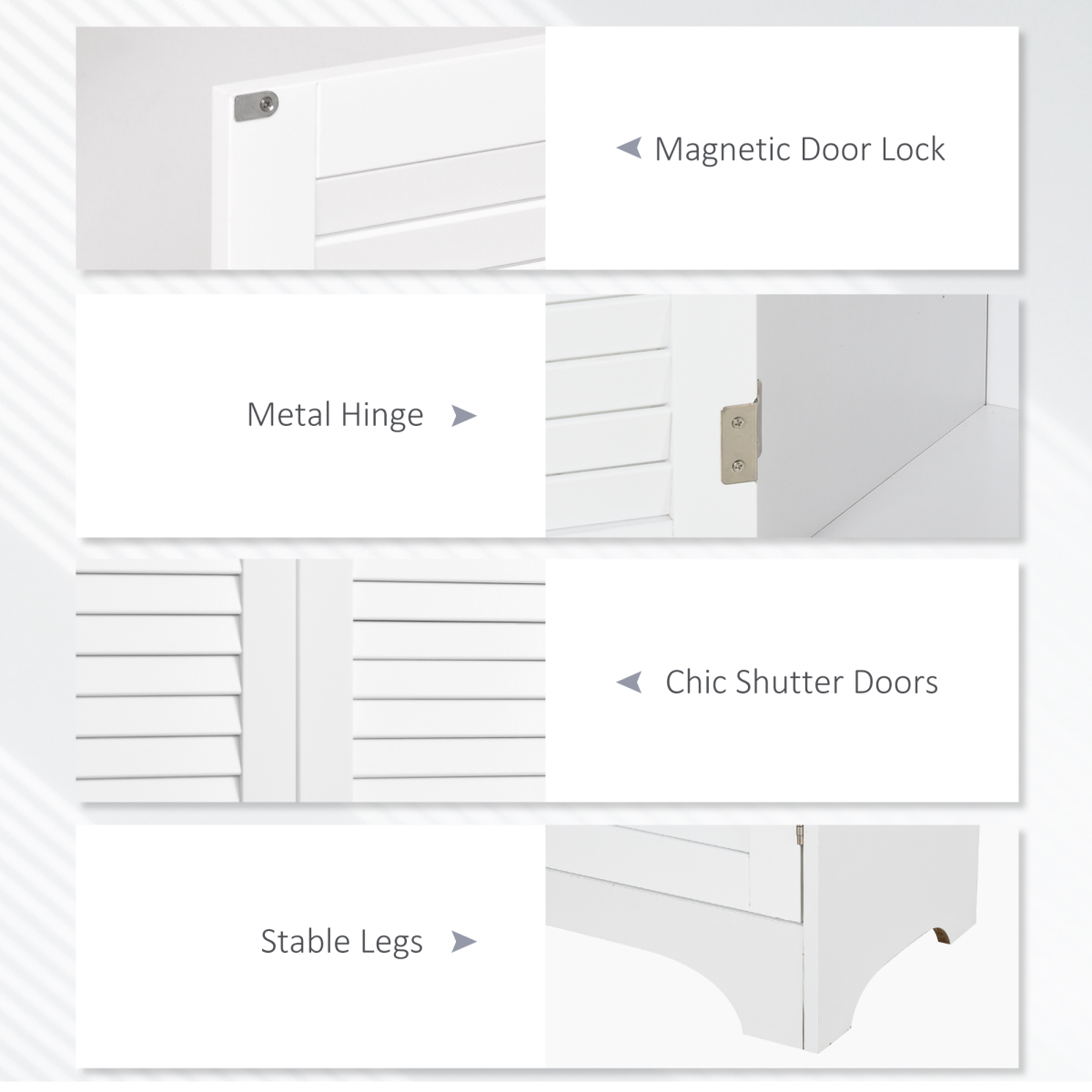 HOMCOM 183x60cm Tall Freestanding Bathroom Cabinet with Retro Shutters, 3 Compartments, White