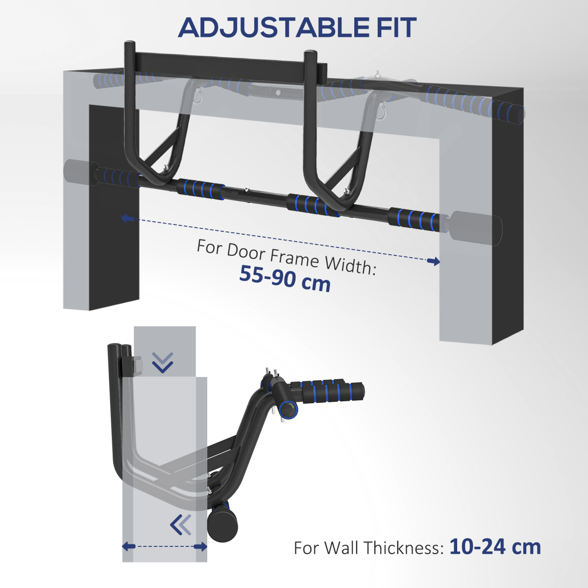 SPORTNOW Multi-Grip Doorway Pull Up Bar with Non-Slip Grips, 150kg