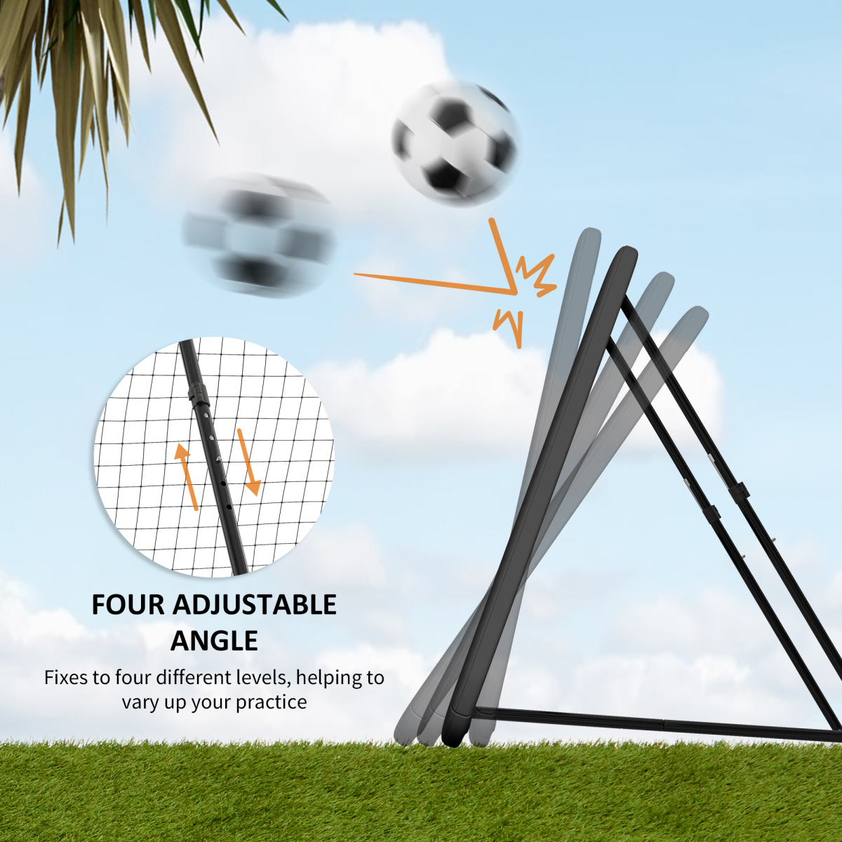 Football Training Net Training Rebounder Net w/ Adjustable Angles - Black