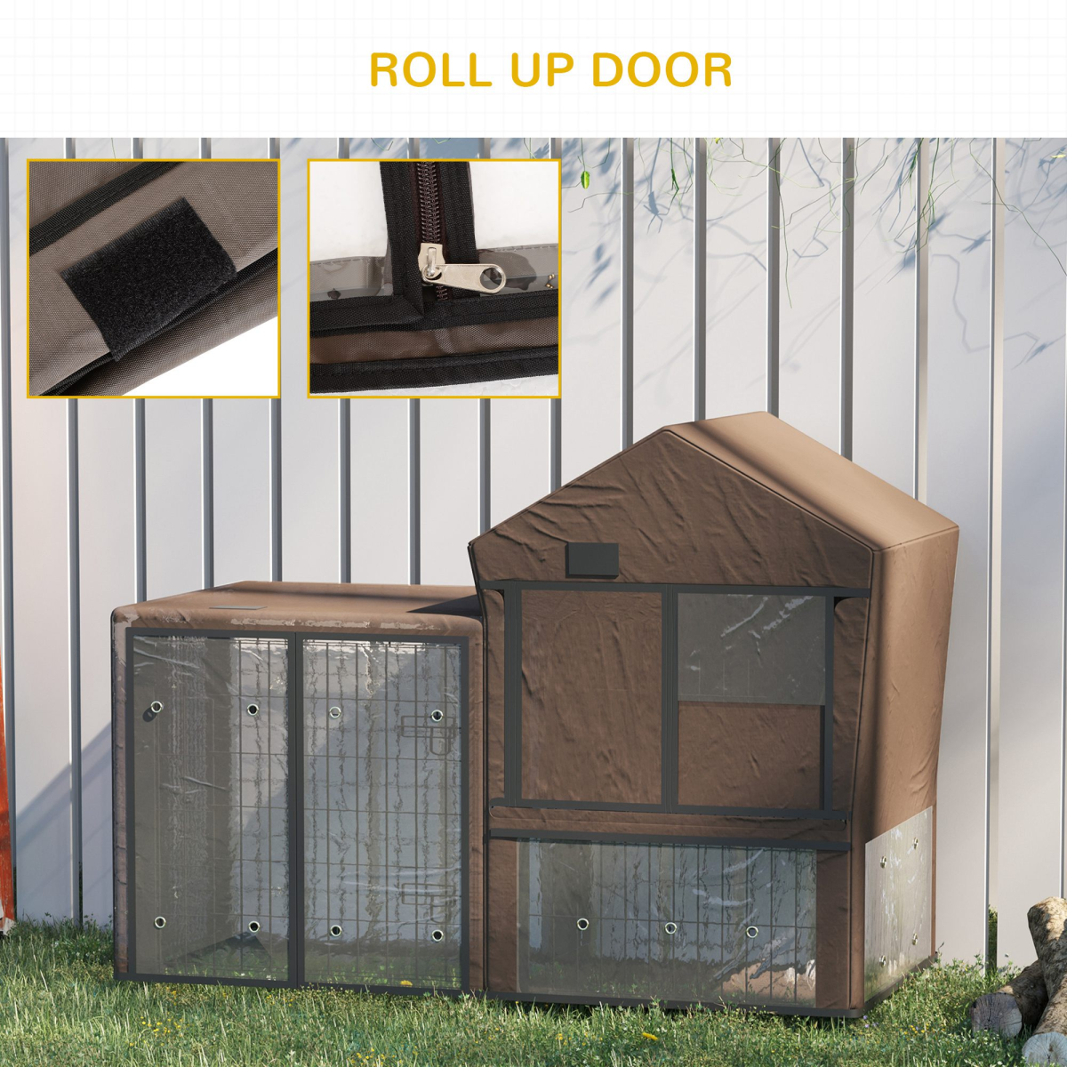 Water-Resistant Rabbit Hutch Cover with Zip Door and Ventilation