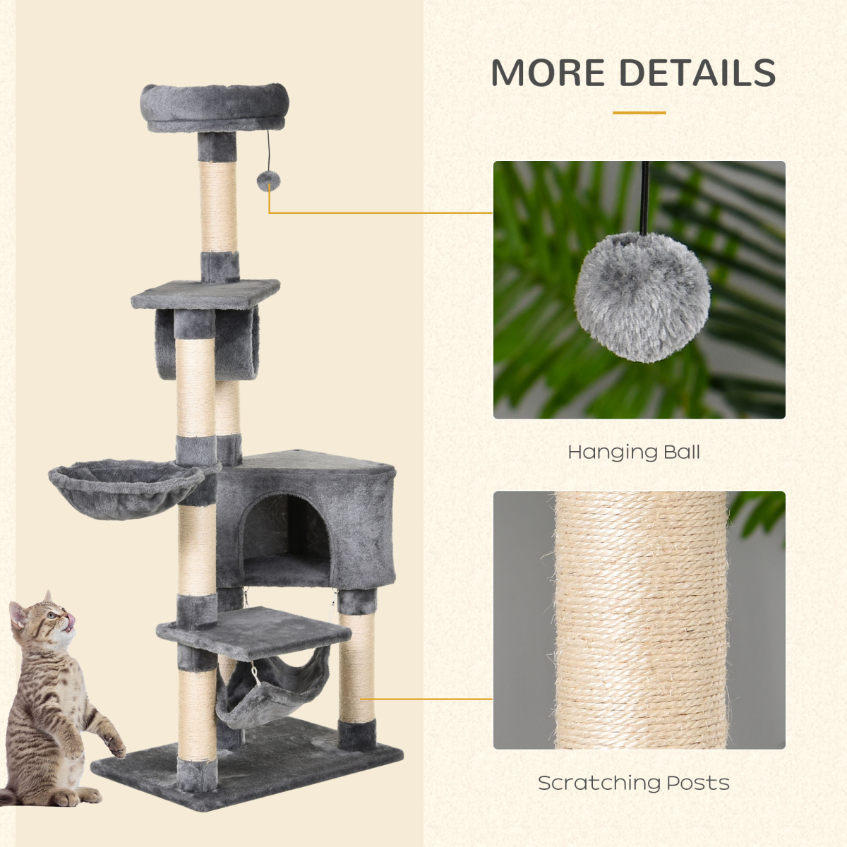 Multi-Level Cat Tree Tower with Scratching Posts and Condo House