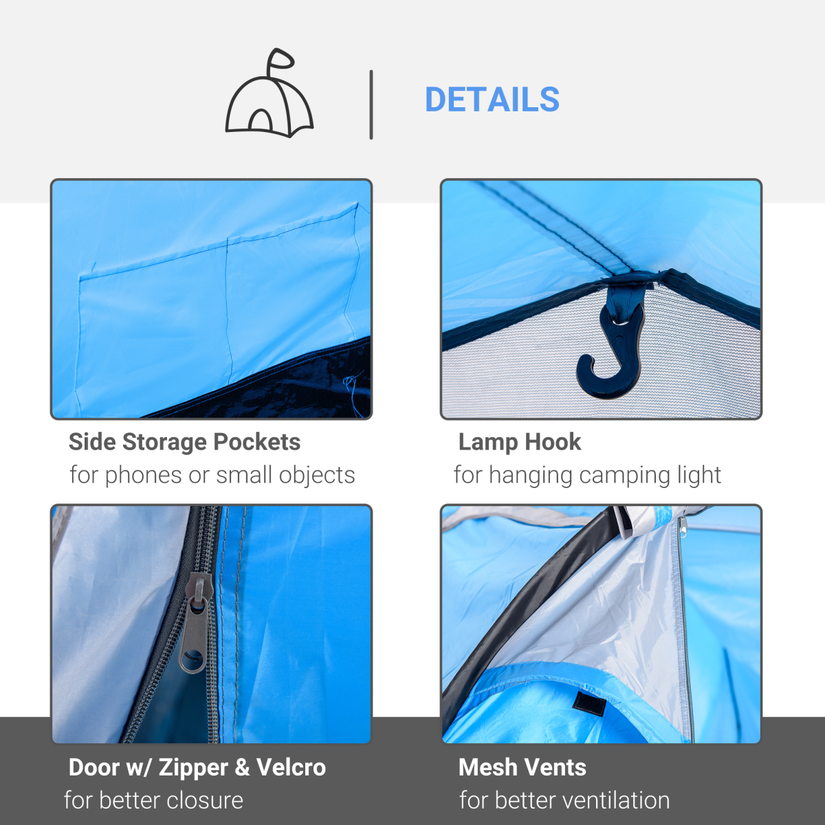 Outsunny 3 Man Camping Tent, 2-Room Design with Front Porch, Mesh Vents, Weather-Resistant, 2000mm Waterproof Index