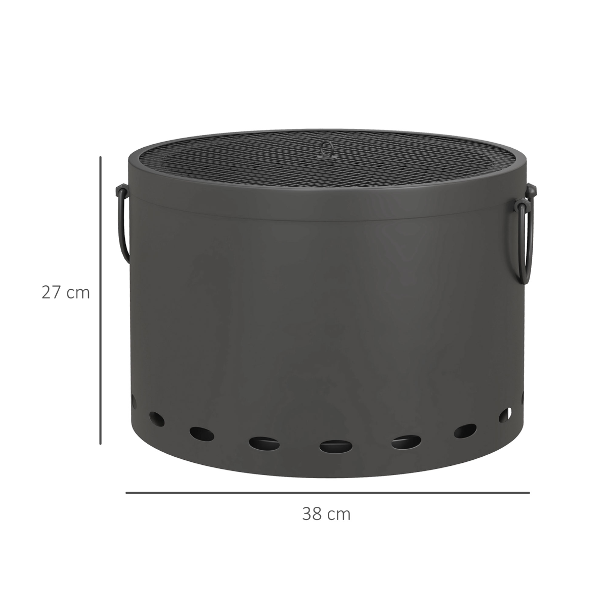 Outsunny 38cm Smokeless Wood Burning Metal Fire Pit, Dark Grey