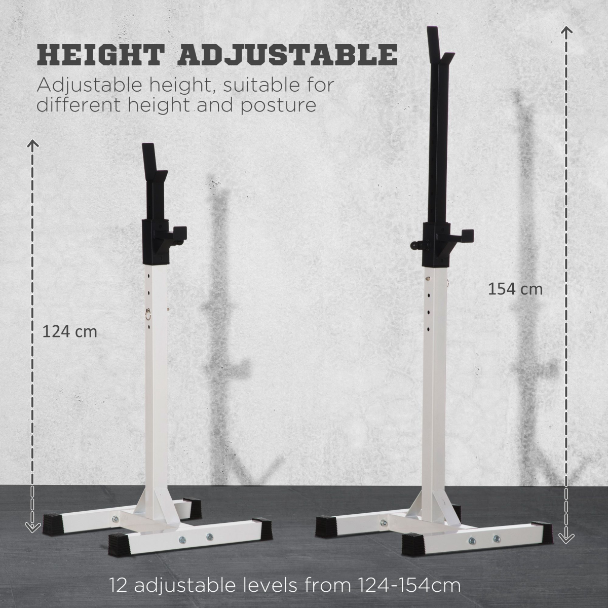 HOMCOM Adjustable Barbell Squat Stand, 150kg Max Load