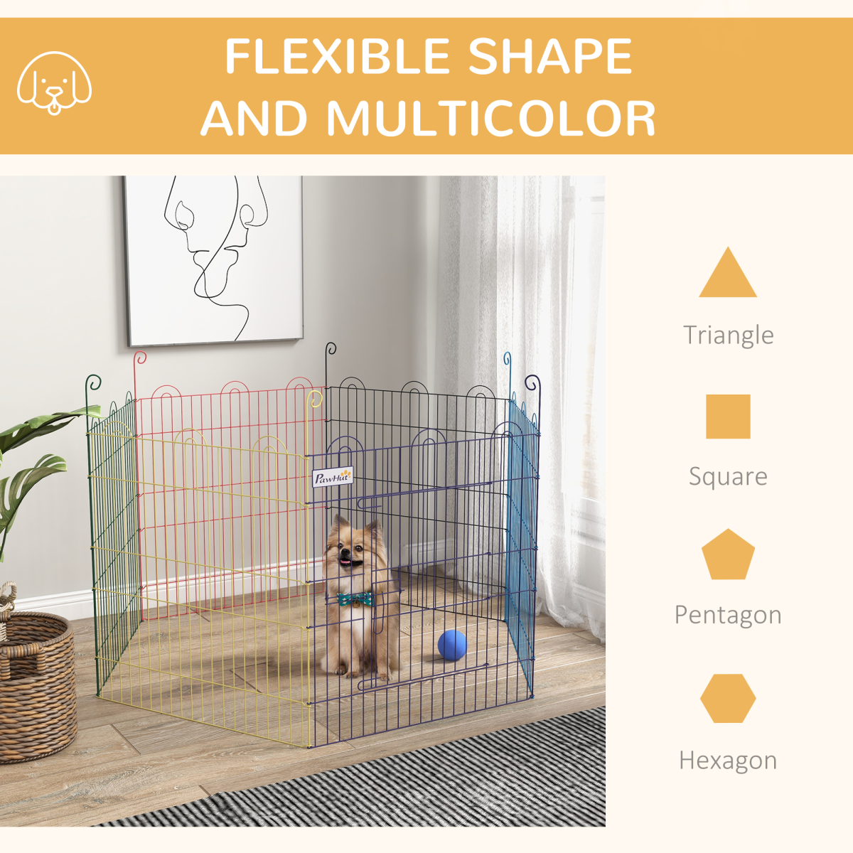 PawHut 6-Panel Dog Puppy Playpen Crate Kennel with Door