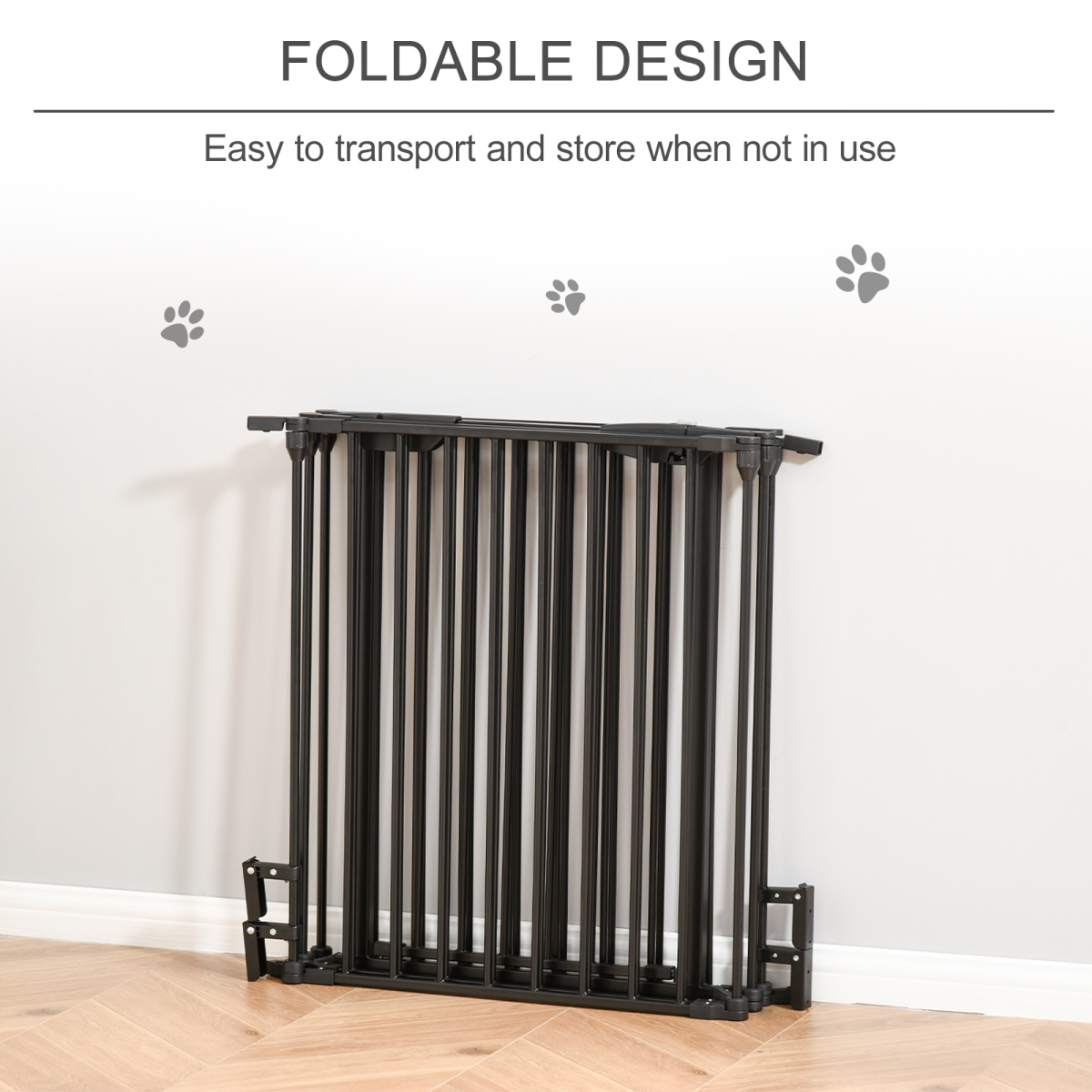 PawHut 5-Panel Dog Playpen and Pet Gate with Walk-Through Door, Freestanding or Wall-Mounted, Black