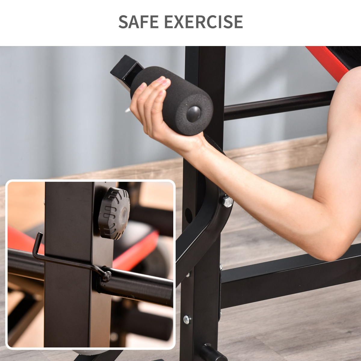Multi-Function Adjustable Weight Training Bench with Barbell Rack