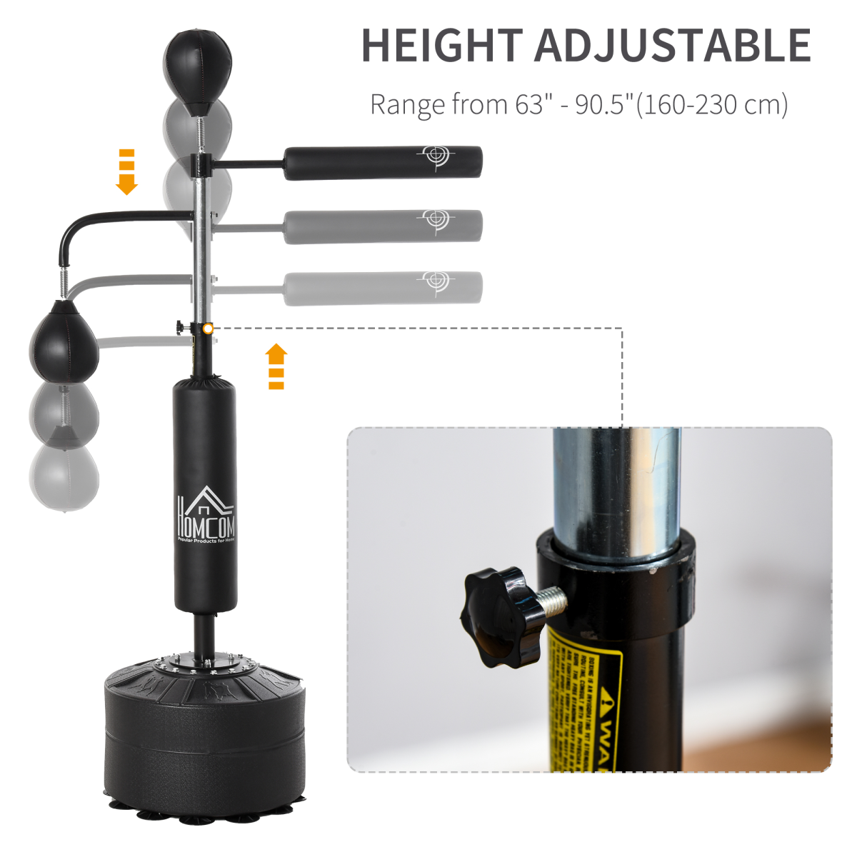 HOMCOM 3-in-1 Punching Bag Stand with 2 Speedballs and 360 Reflex Bar