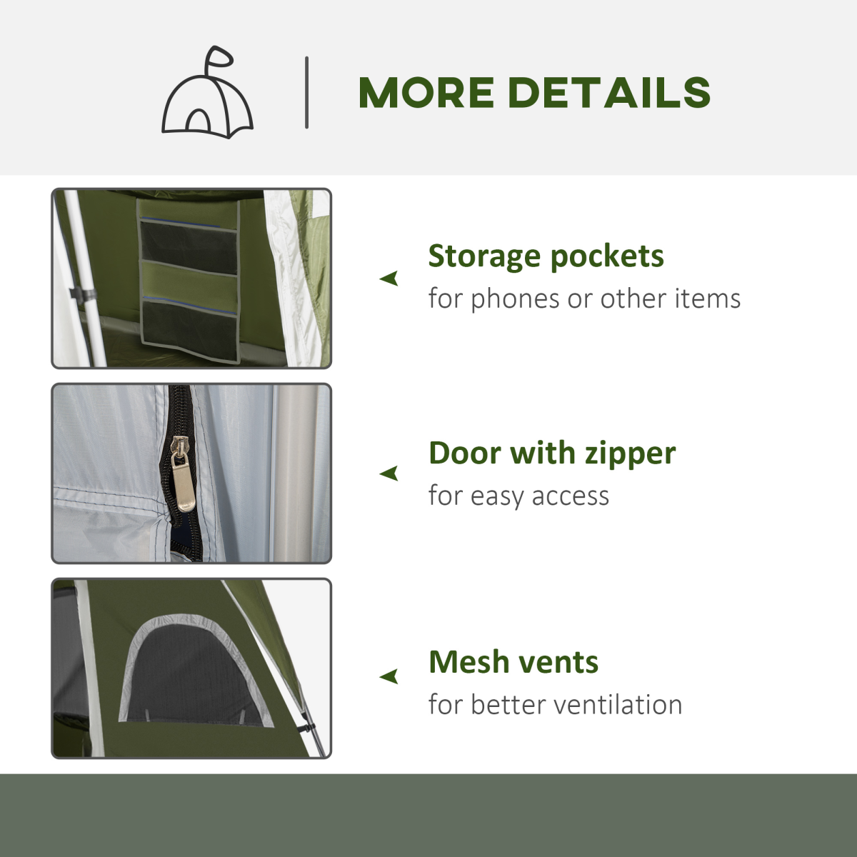 Outsunny Family Camping Tent, 4-8 Person, 2-Room, Easy Set Up, Green