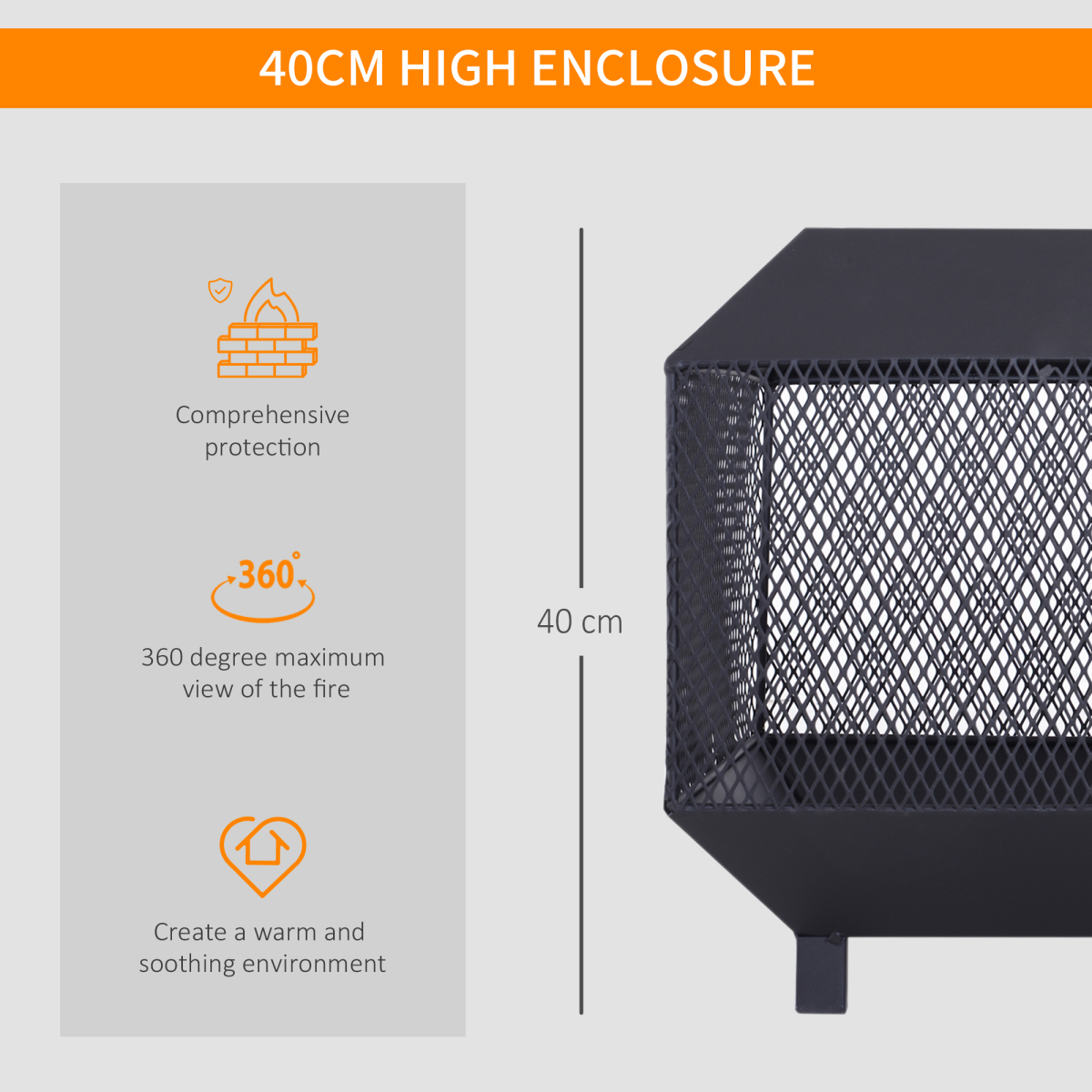 HOMCOM Square Steel Fire Pit with Poker, Black