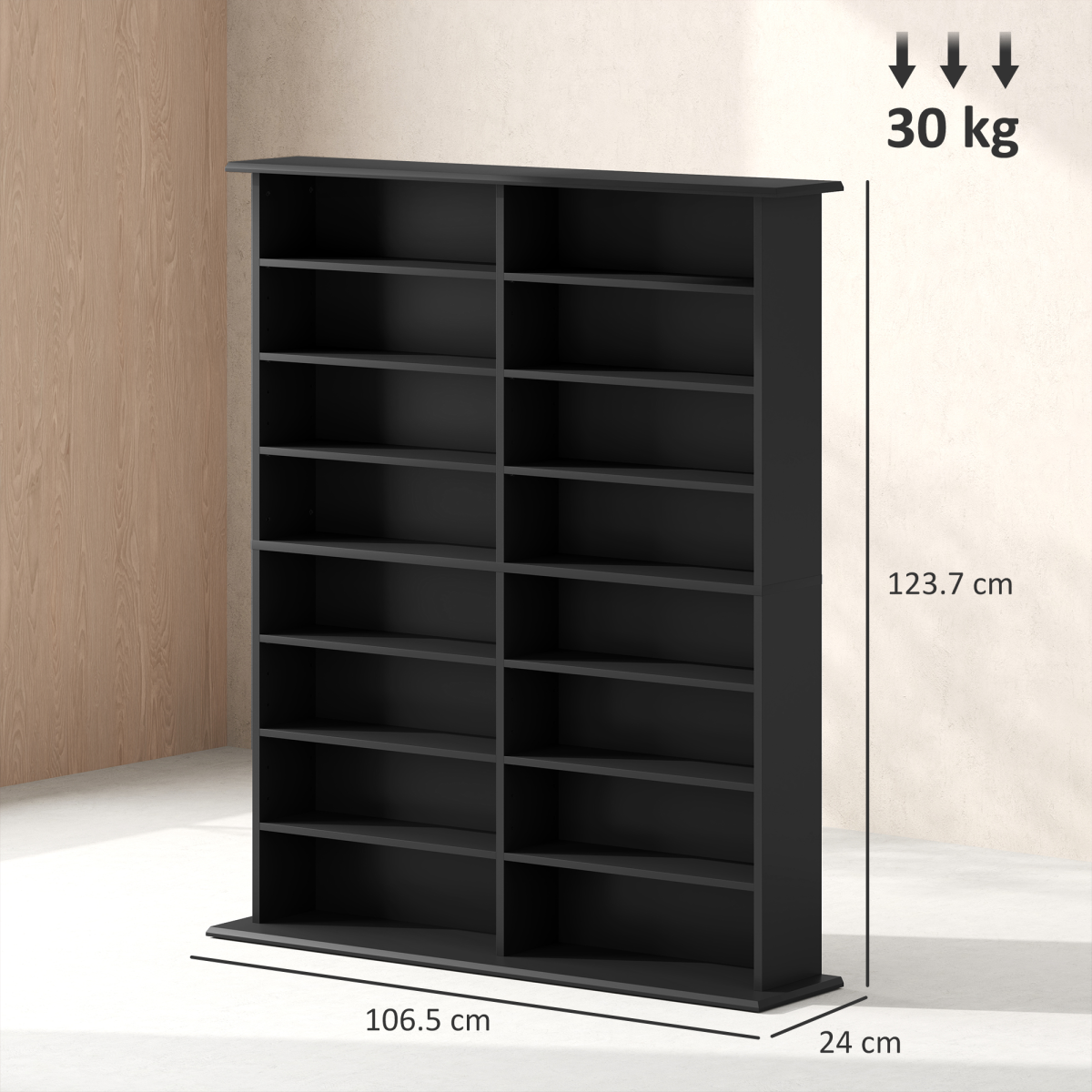 HOMCOM 720 CD Storage Tower for DVDs, Blu-rays, Black