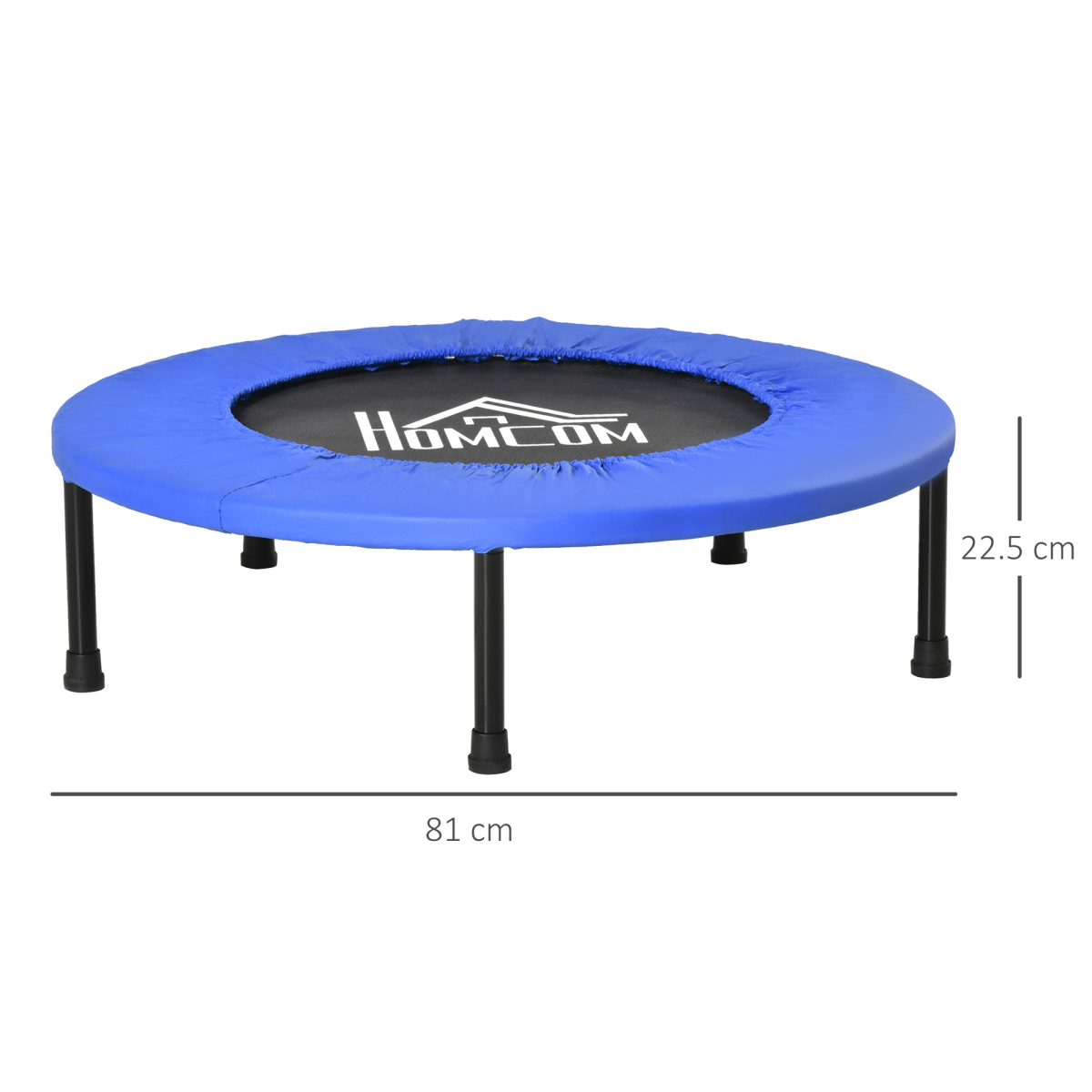 HOMCOM 81cm Foldable Fitness Trampoline, 100kg Max Load, Blue/Black